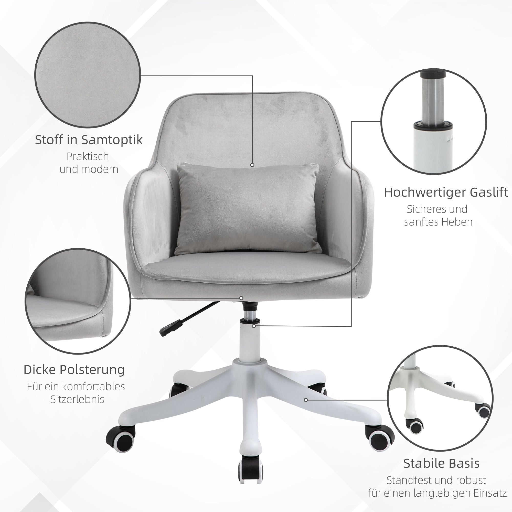 Vinsetto Massage Schreibtischstuhl 78-86 cm höhenverstellbarer Bürostuhll Drehstuhl Computerstuhl mit USB-Schrittstelle Arbeitsstuhl mit Vibrationsfunktion Lendenkissen Massagefunktion Grau