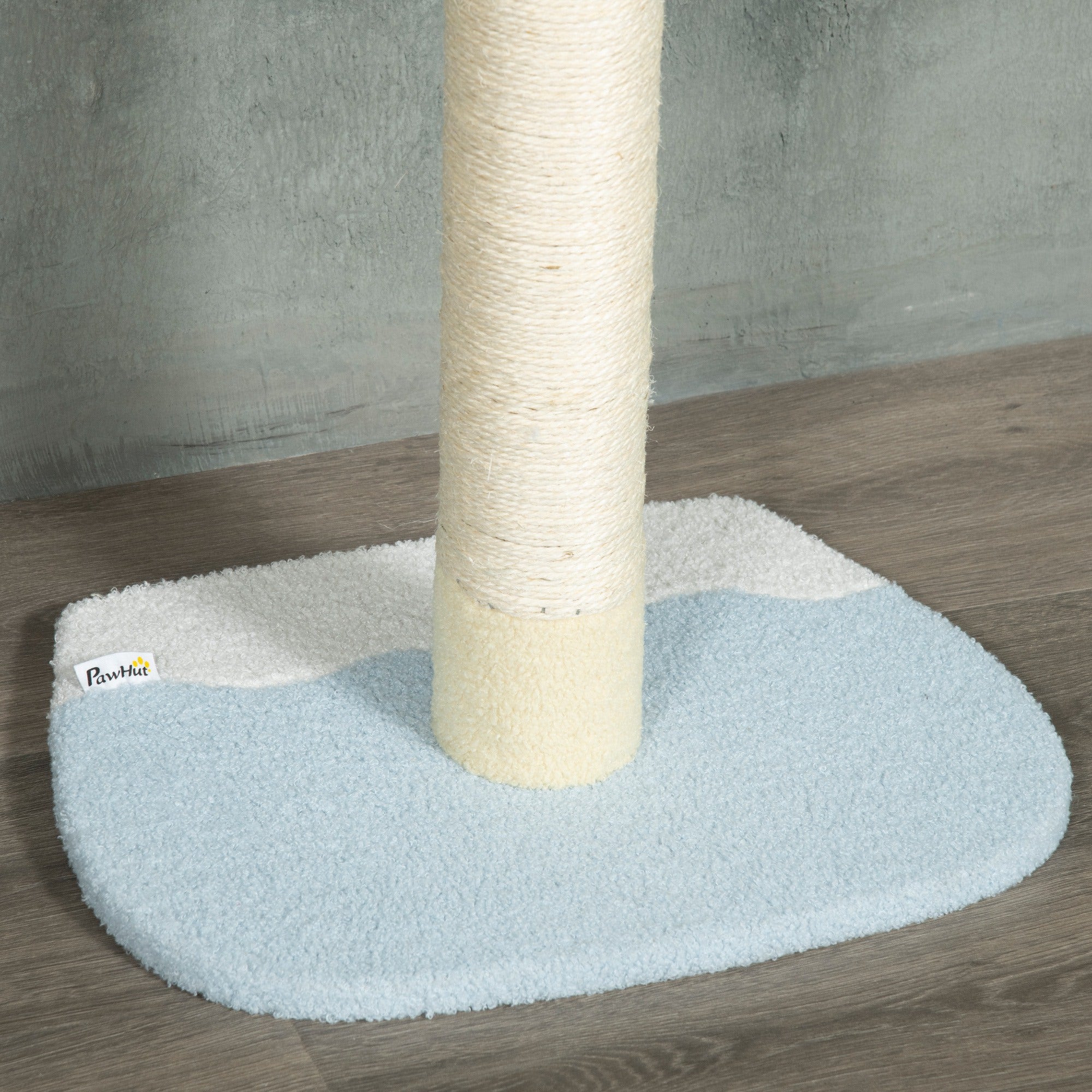 PawHut Höhenverstellbarer Kratzbaum, Anti-Rutsch, Sisalseil-Pfosten, 220-260H x 47L x 34W cm, Gelb/Weiß/Blau