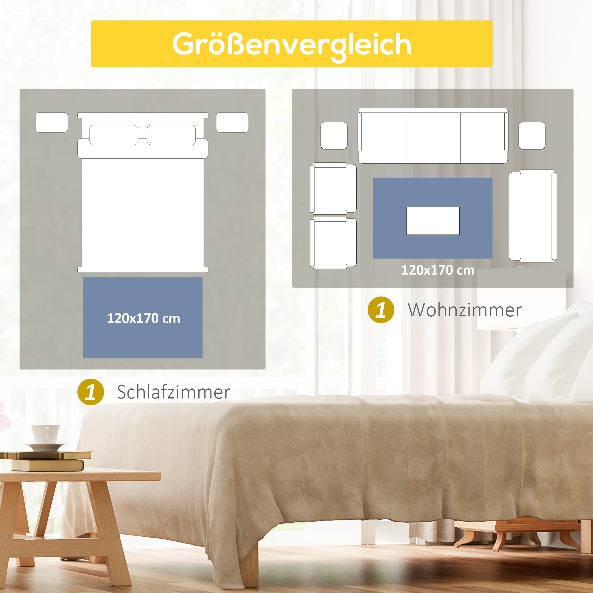 HOMCOM Teppich mit geometrischen Formen, Vliesbeschichtung, 120 x 170 cm x 0,6 cm, Dunkelgrau + Hellgrau
