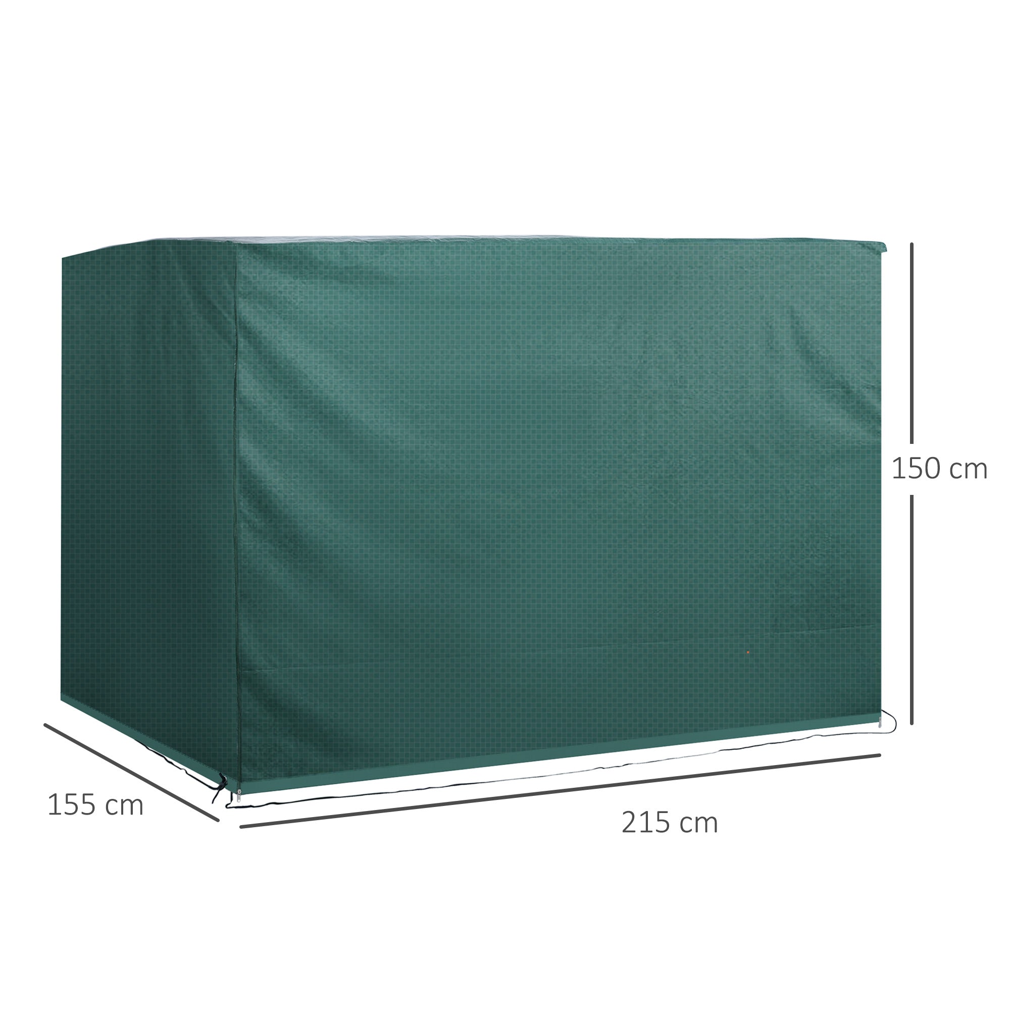 Outsunny Hollywoodschaukel Abdeckung 3 Sitzer, Wasserdicht Winterfest Schutzhülle für Gartenschaukel, Winddicht UV-Beständig Abdeckplane für Gartenmöbel, Hängesessel, 215 x 155 x 150 cm Grün