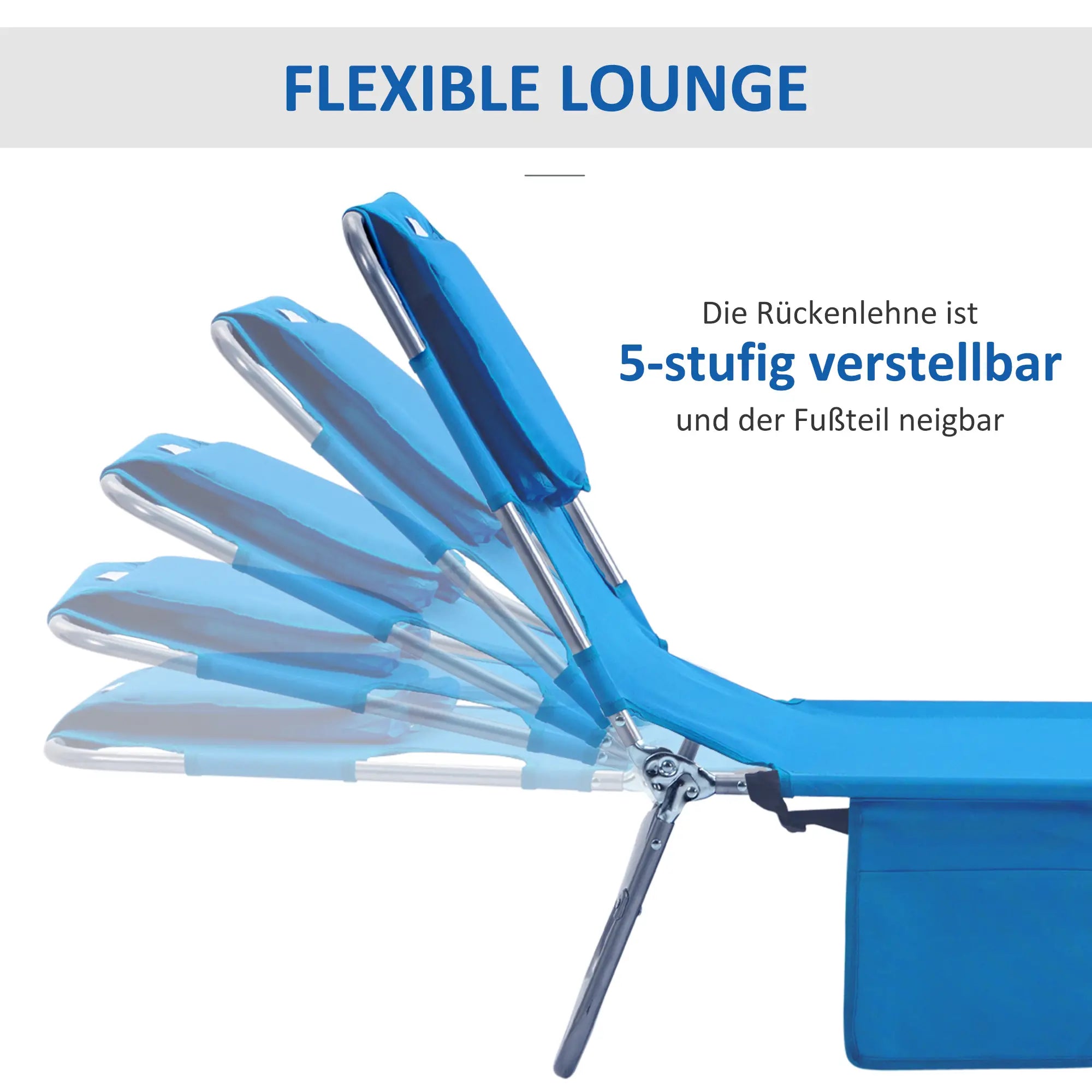 Outsunny klappbare Sonnenliege Blau mit Lesefenster