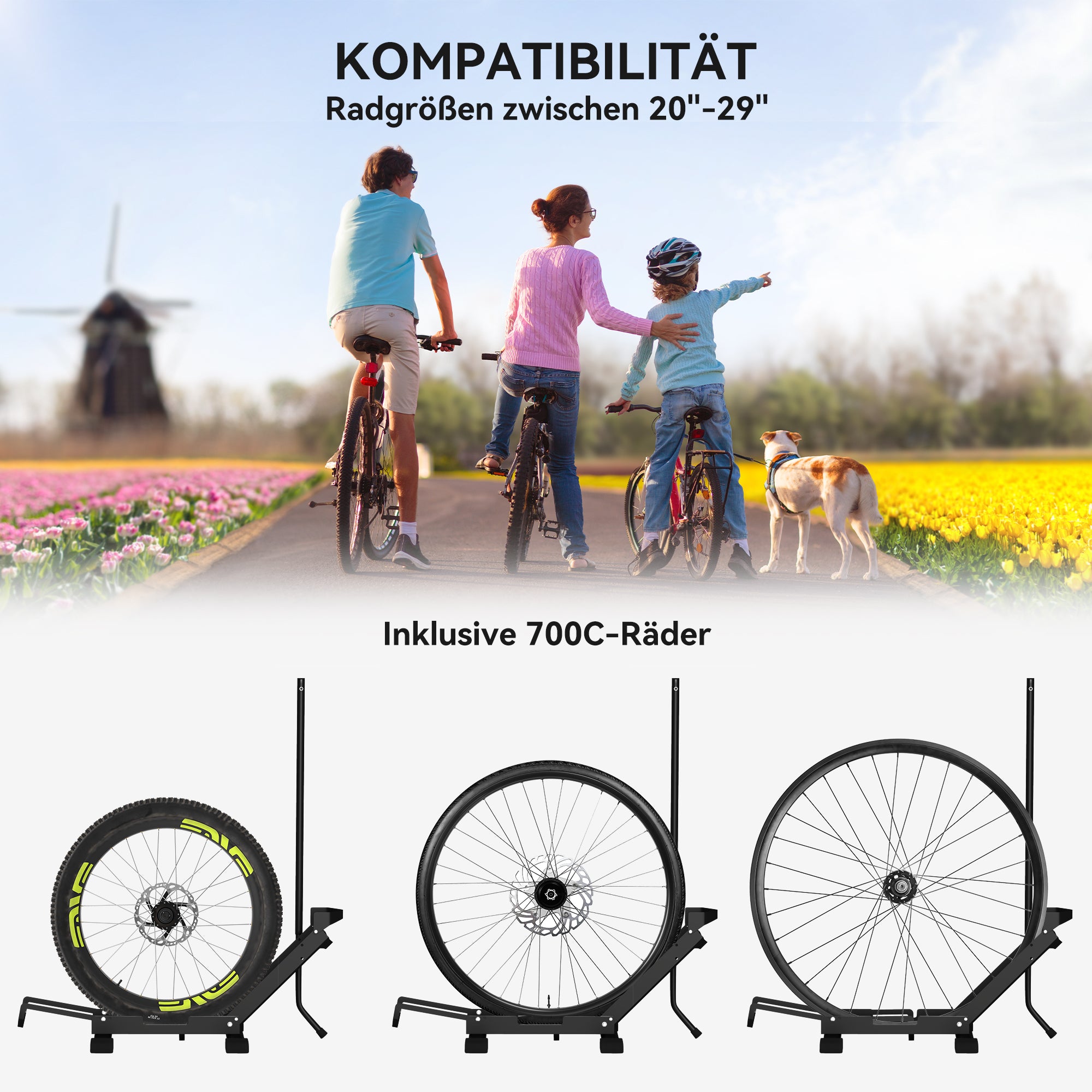 SPORTNOW Fahrradständer für Fahrräder Stahl Fahrradhalter mit 80 mm Reifenbreiten 75 x 41 x 81H cm Schwarz
