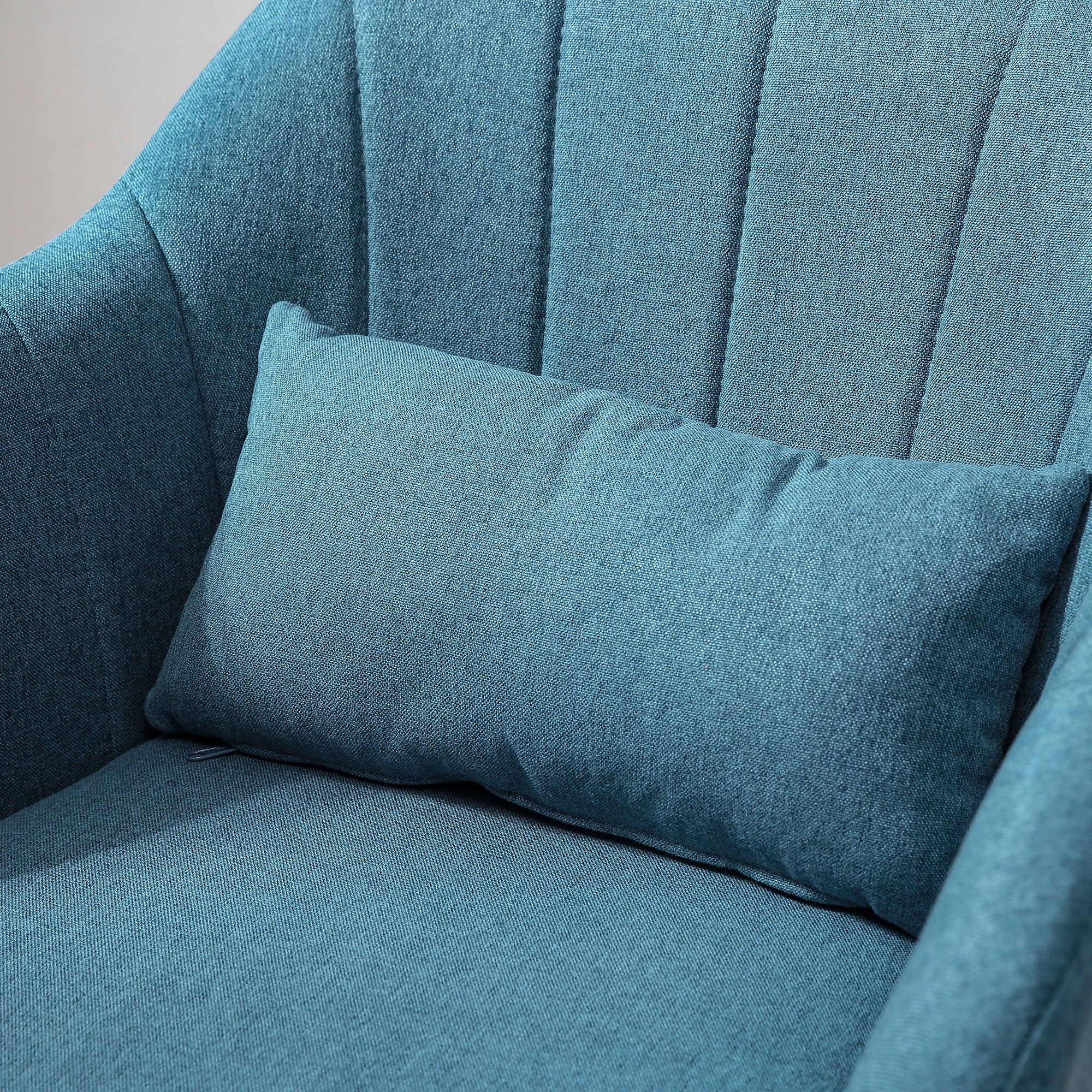 HOMCOM Drehstuhl, leinenartiges Polyester, Metall, 60 x 60 x 79-91 cm, Blau
