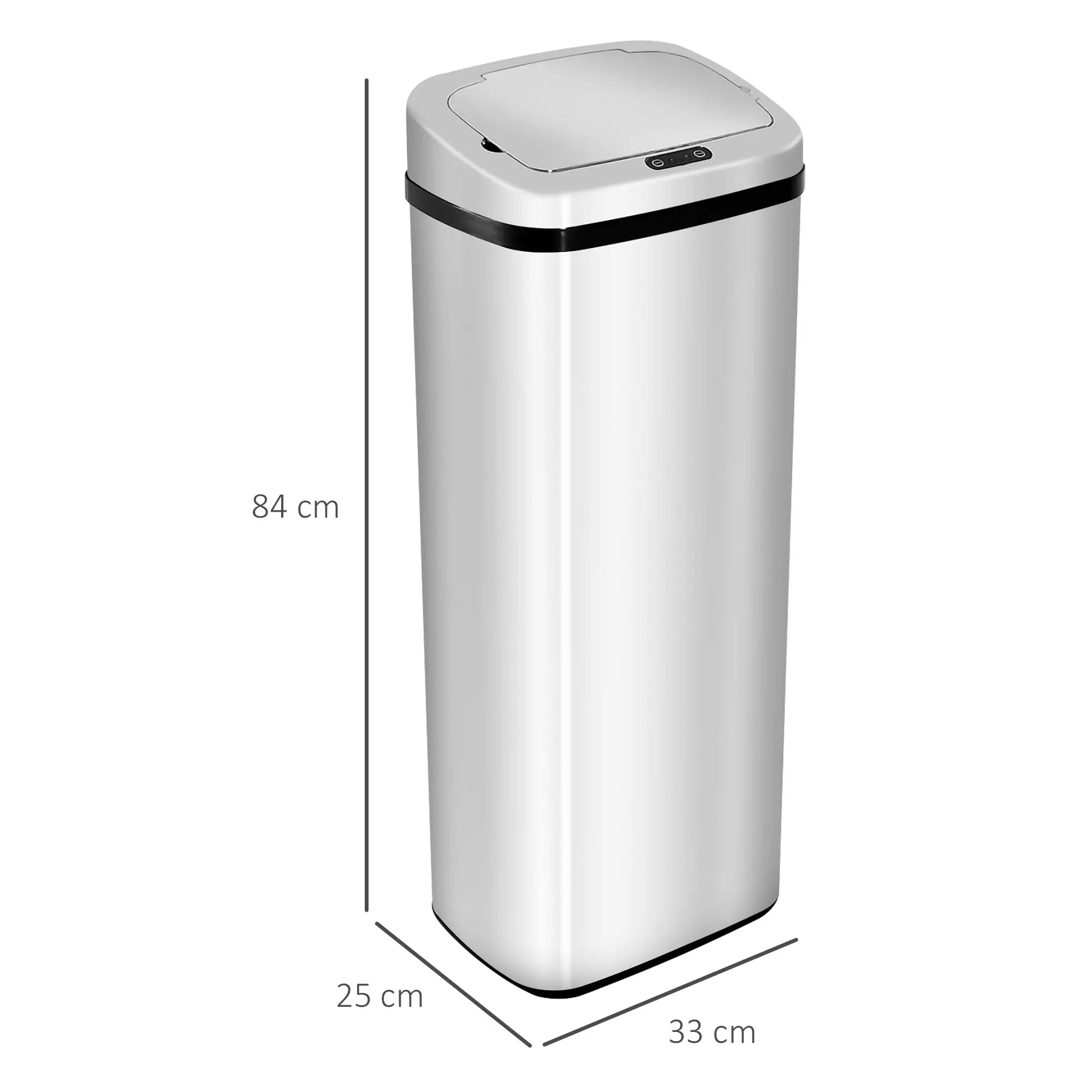 HOMCOM Sensor Mülleimer 50L Automatik Mülleimer mit Bewegungssensor, Wasserdichter Abfalleimer für Büro, Schlafzimmer, Küchen Edelstahl Silber