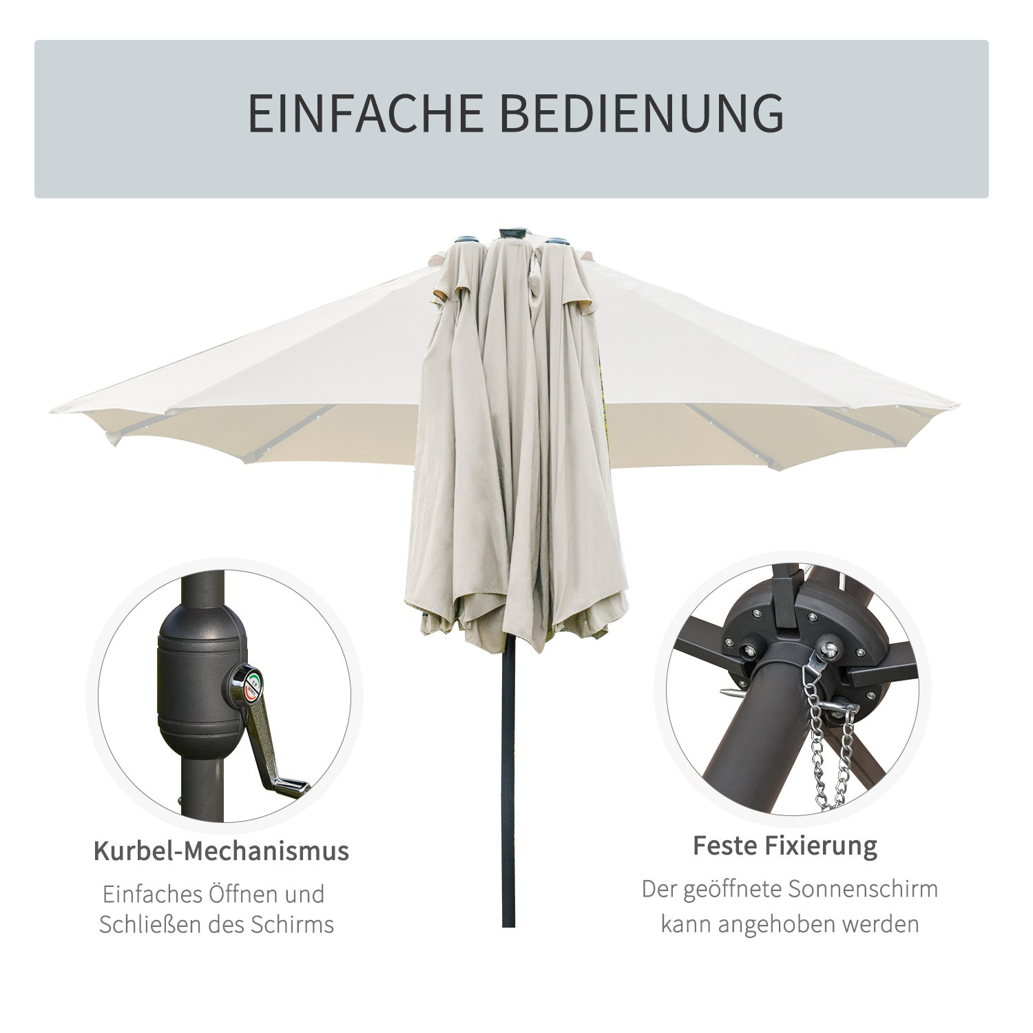 Outsunny Sonnenschirm Oval Cremeweiß 440 x 256 cm