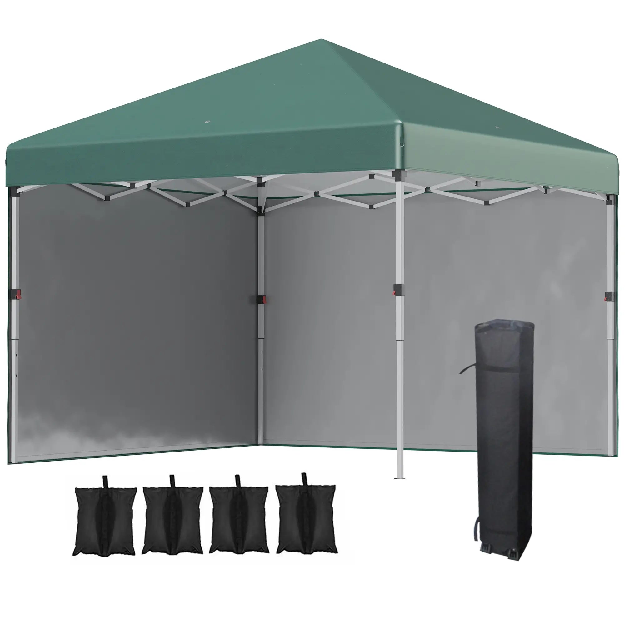 Faltpavillon 3x3 m mit 2 Seitenwänden, UV-Schutz, Grün