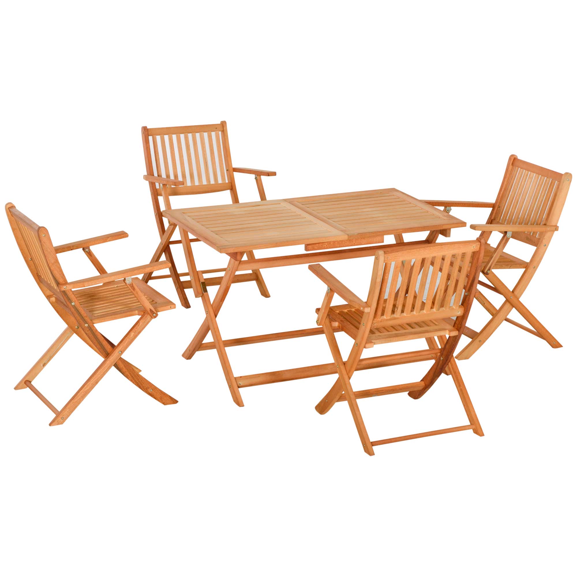 Outsunny Gartenmöbelset 5-tlg. klappbar hoher Sitzkomfort Pappelholz Teak