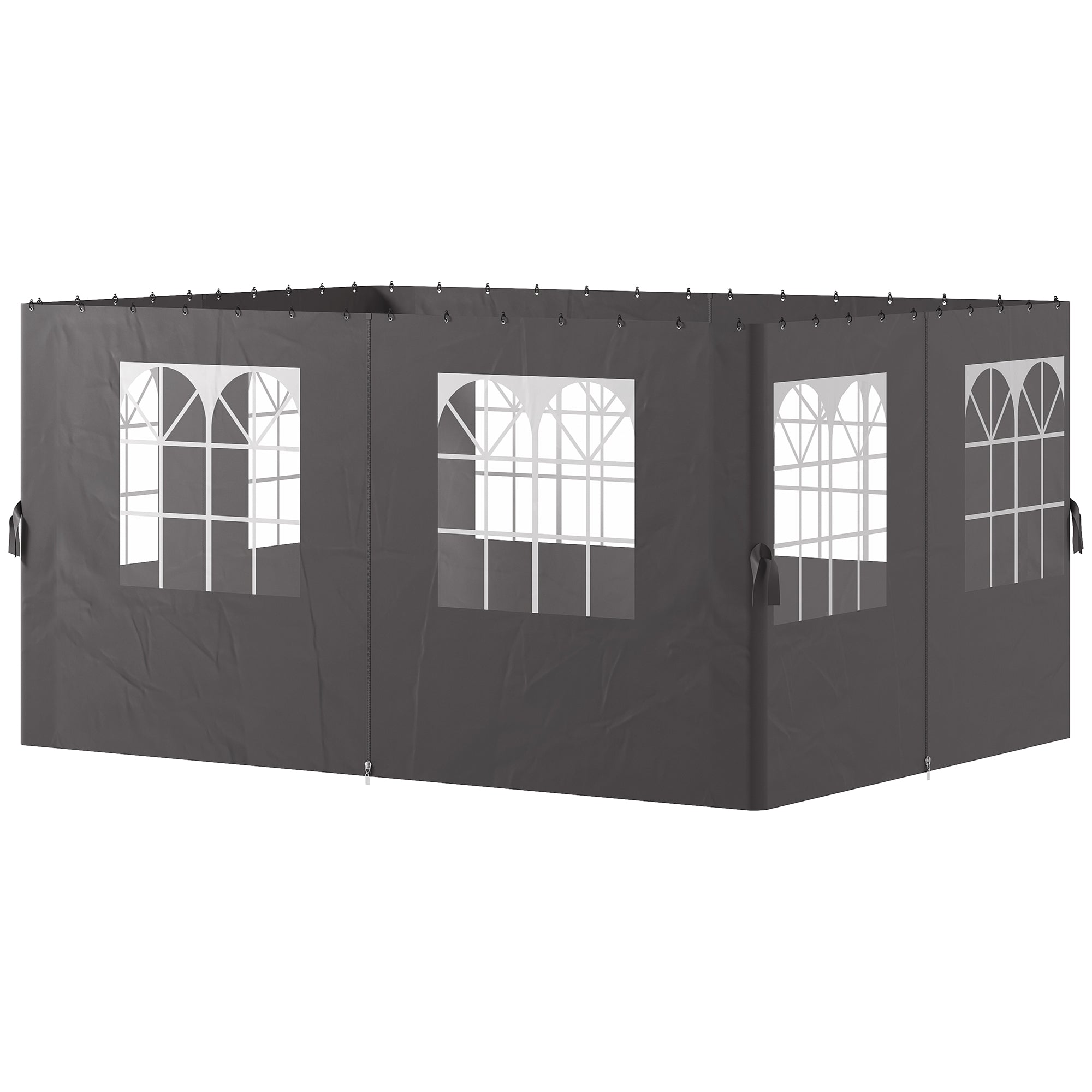 Outsunny Pavillon-Seitenwände, 4 Seitenwand-Paneele für Gartenpavillon, mit Reißverschluss, 3 x 4 m Pavillon, Dunkelgrau
