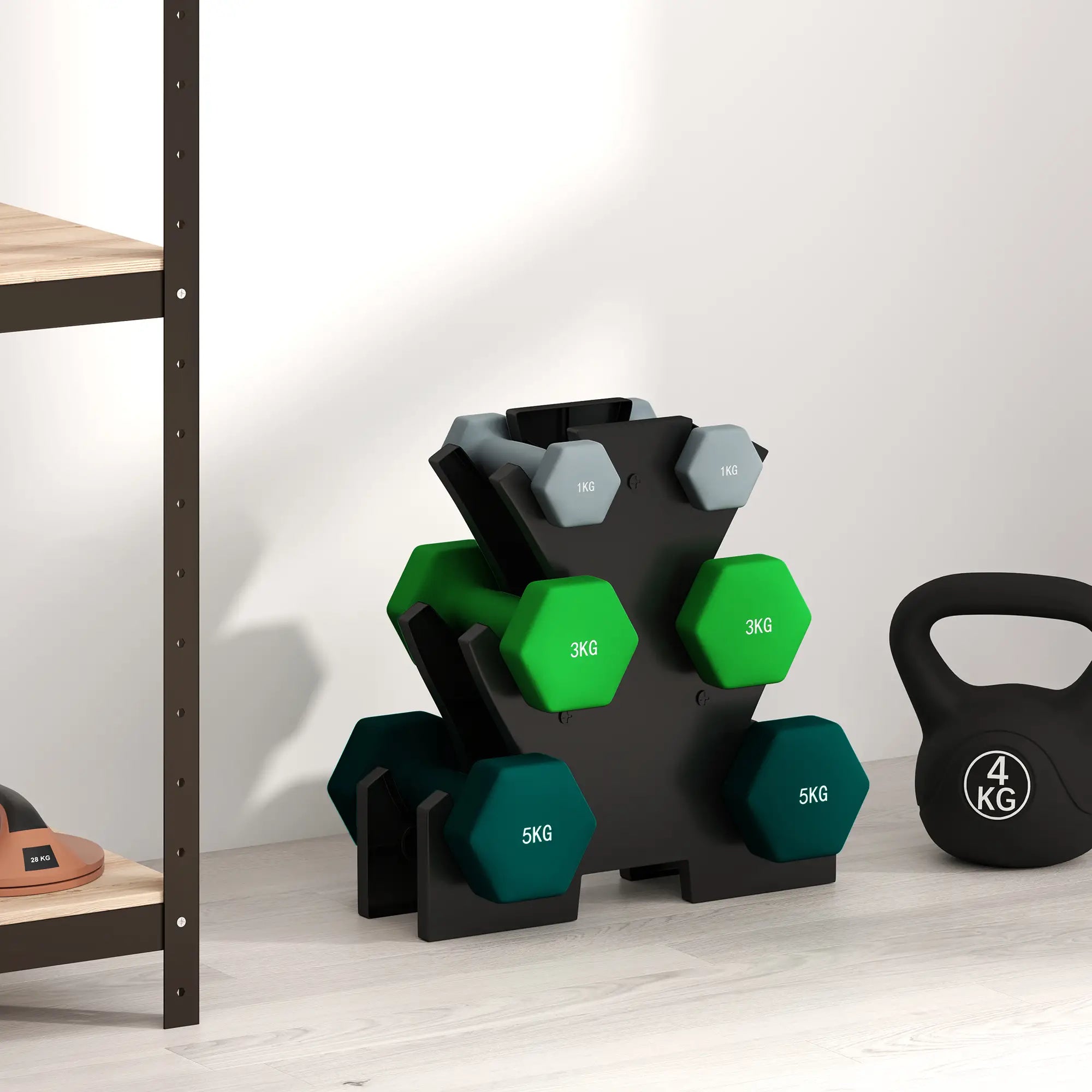 SPORTNOW Hantelset 6-teilig mit Hantelständer – 1?kg bis 5?kg