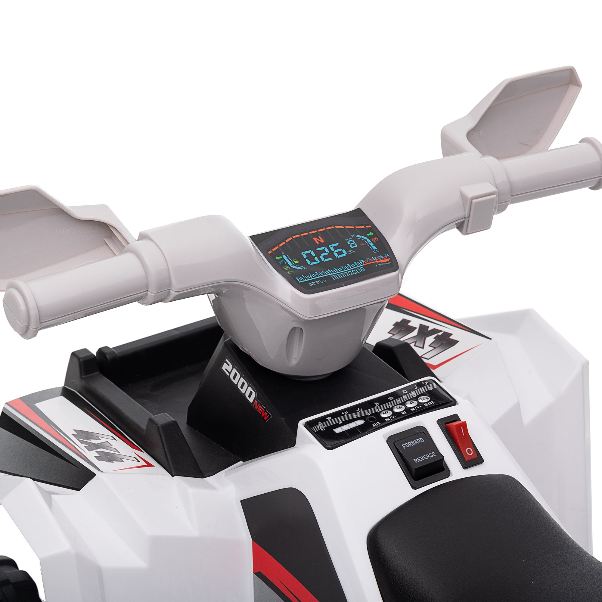 HOMCOM Elektro-Kinderquad, 2,5 km/h, Vorwärts- & Rückwärtsgang, für 18-36 Monate, Weiß