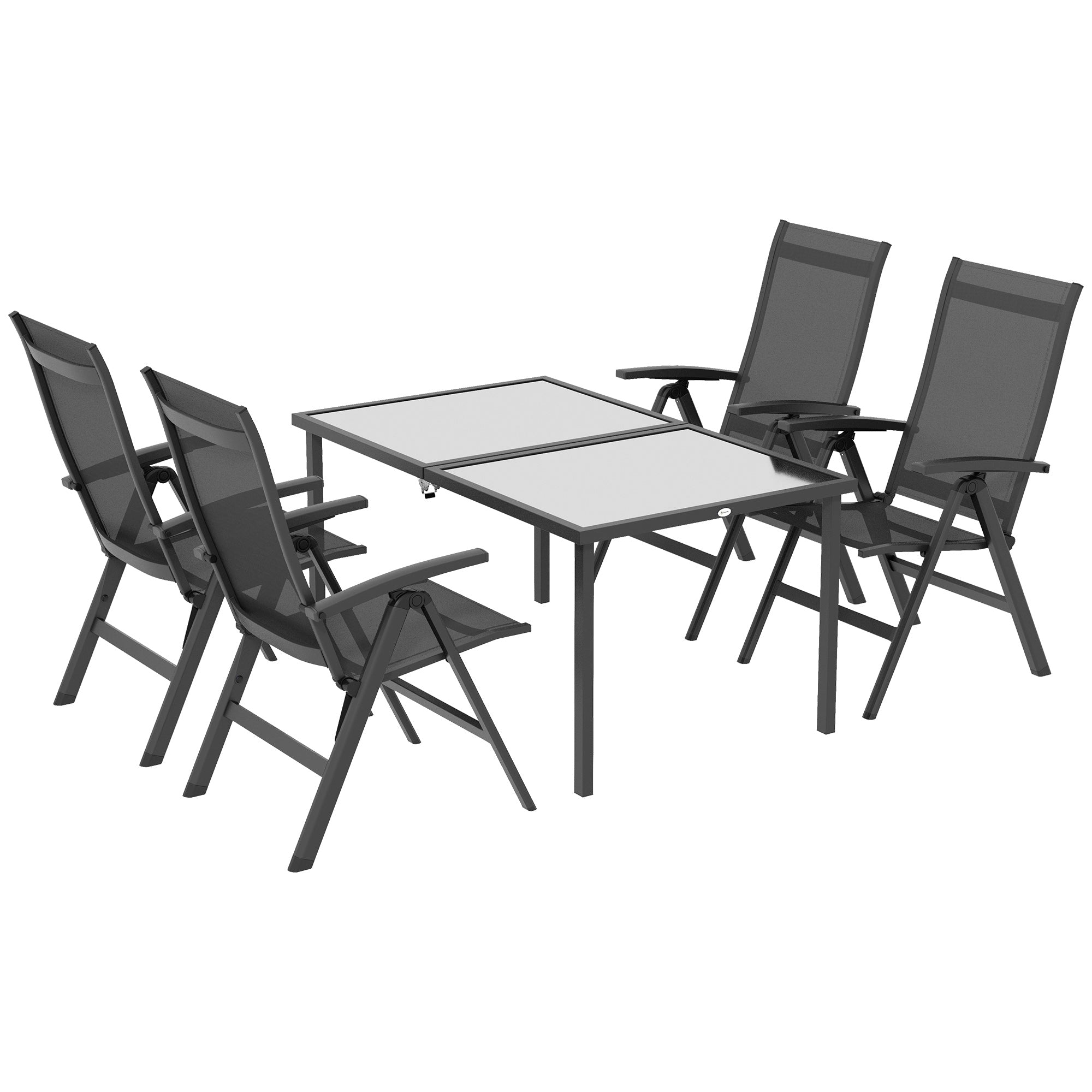 Outsunny Gartenmöbelset 5-tlg. klappbar verstellbar Aluminium