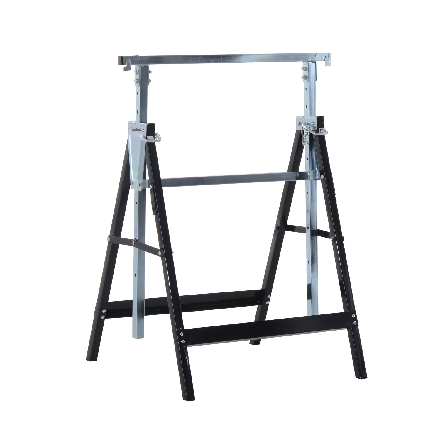 HOMCOM 2 x Gerüstbock Unterstellbock Klappbock höhenverstellbar bis 200kg Stahl Schwarz 68 x 58 x 80-130 cm
