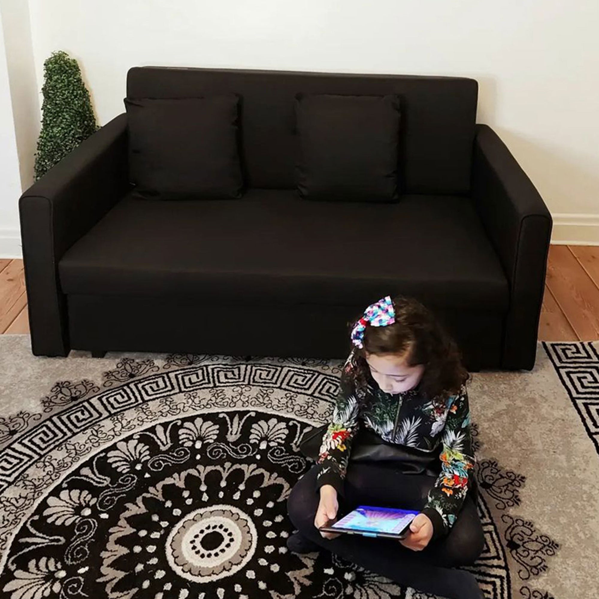 HOMCOM Schlafsofa, 2er-Sofa, mit verstecktem Stauraum, Pollycotton, Dunkelgrau
