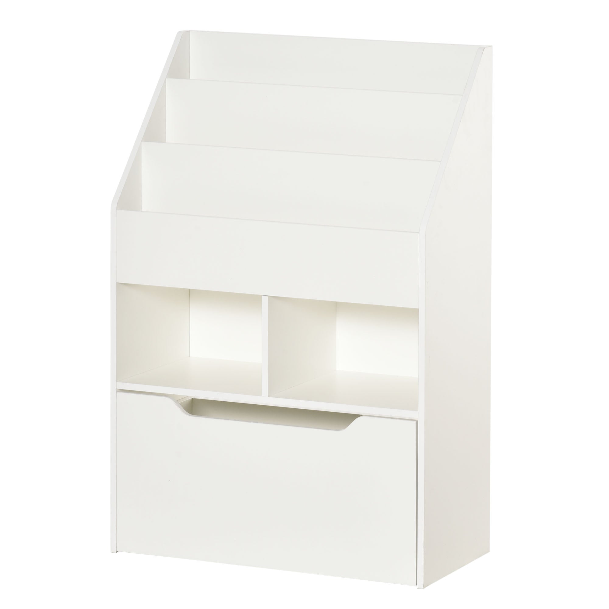 HOMCOM Kinderregal mit Schublade, Bücherregal mit Fächern, 60 x 29,9 x 90 cm, Weiß