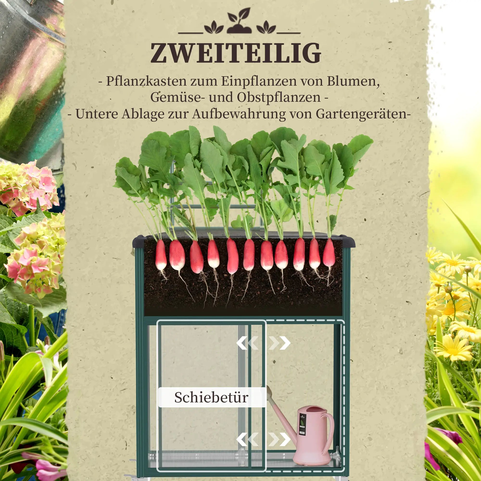 Outsunny Hochbeet mit Rankgitter & Rollen