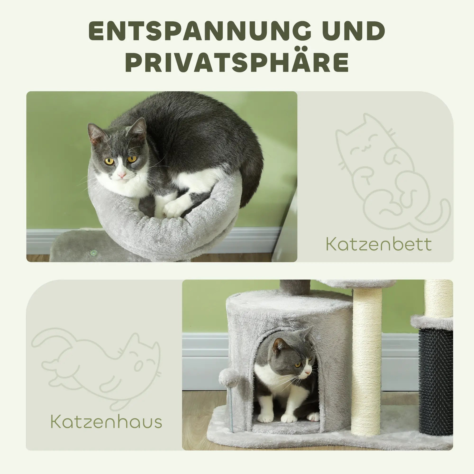 PawHut Kratzbaum 87 cm Katzenbaum mit Katzenhöhle