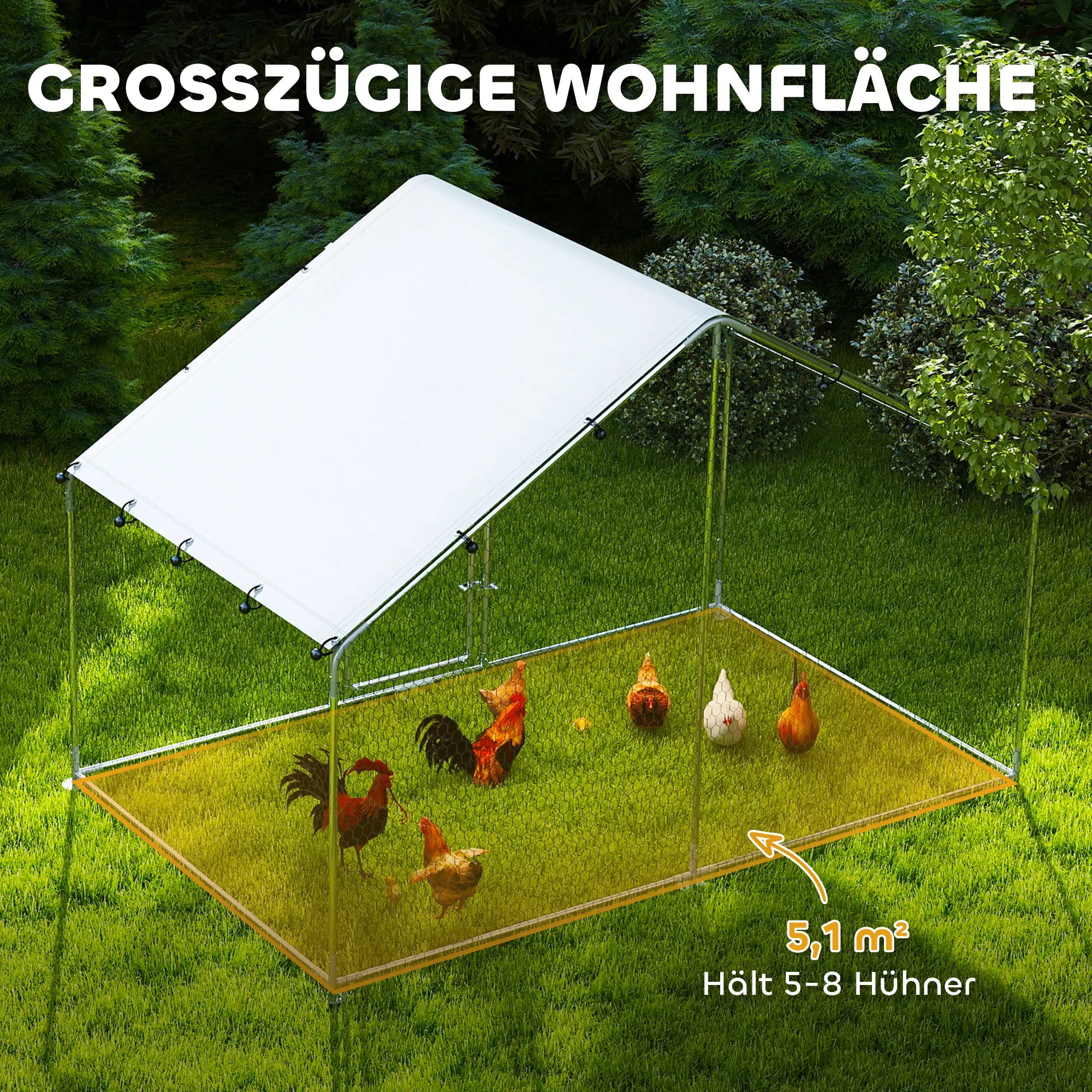 PawHut Hühnerstall Freilaufgehege Outdoor UV-Schutz verzinkter Stahl