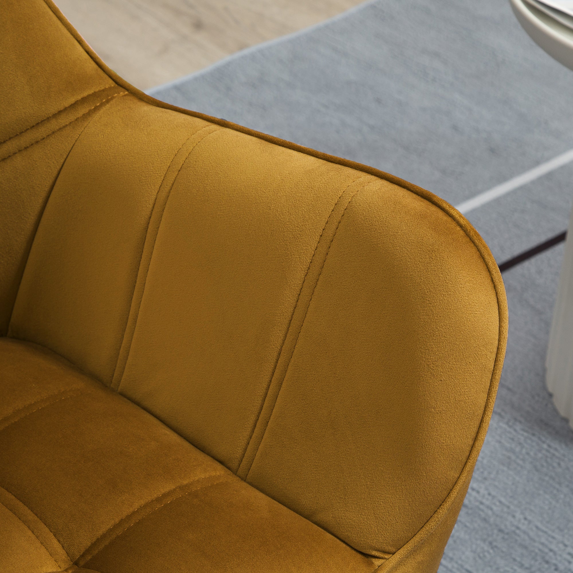 HOMCOM Polstersessel, Akzentsessel, Skandi Design, Samtoptik, bis 120 kg, Kautschukholzbeine, Gelb
