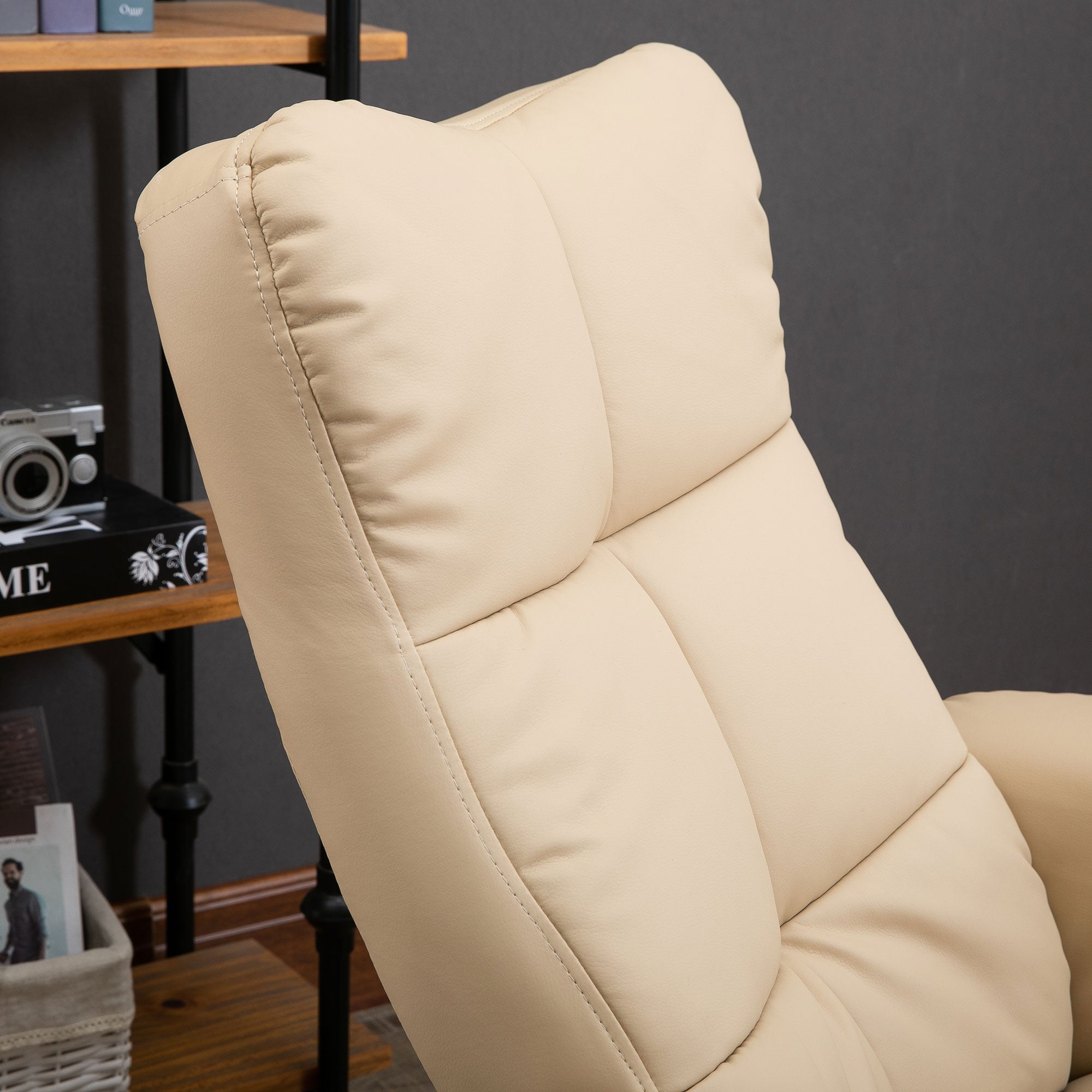 HOMCOM Relaxsessel Massagesessel mit Fußhocker Stauraum Liegefunktion Fernsehsessel mit Massagefunktion TV Sessel 145°-Neigung Polyester Cremeweiß 80 x 86 x 99 cm