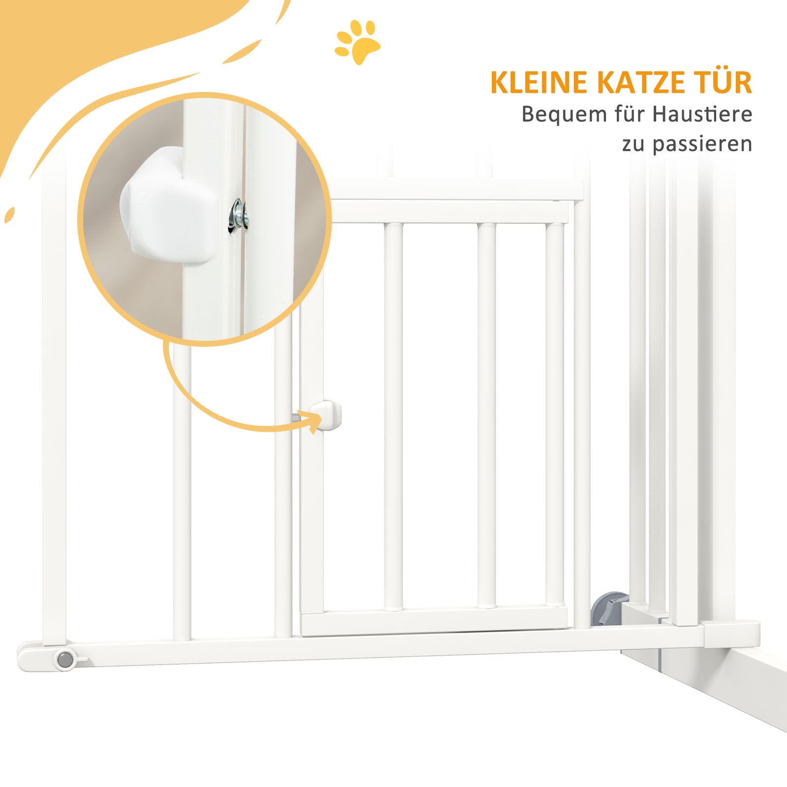PawHut Treppenschutzgitter Hundeschutzgitter, automatisches Schließen, Einhandbedienung,100 cm x 4 cm x 76 cm, Weiß