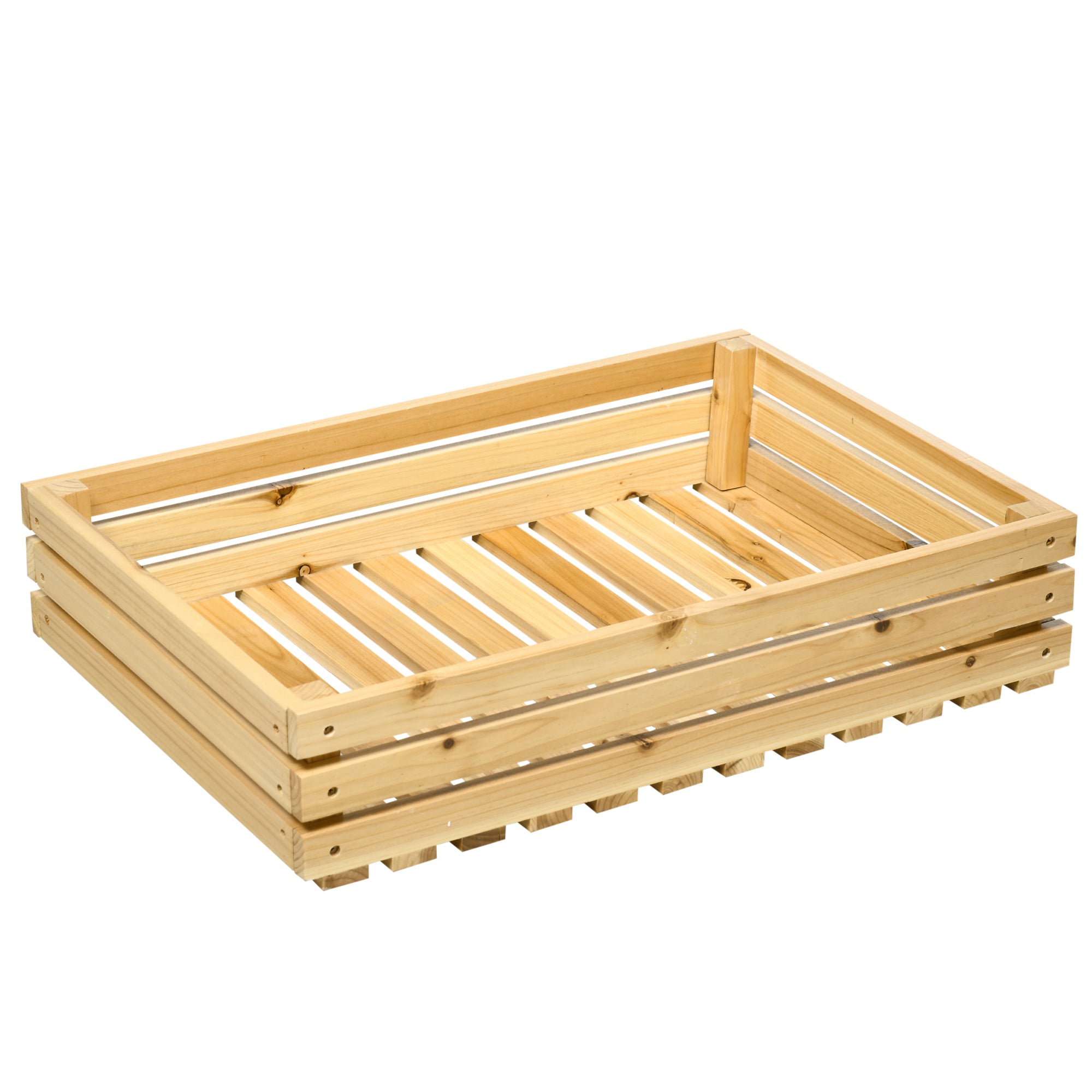 Outsunny Gemüsehorde mit 5 Regalen, Obstkiste, Gemüsekiste, wetterbeständig, 4 Rollen, 73 cm x 45 cm x 91 cm, Natur