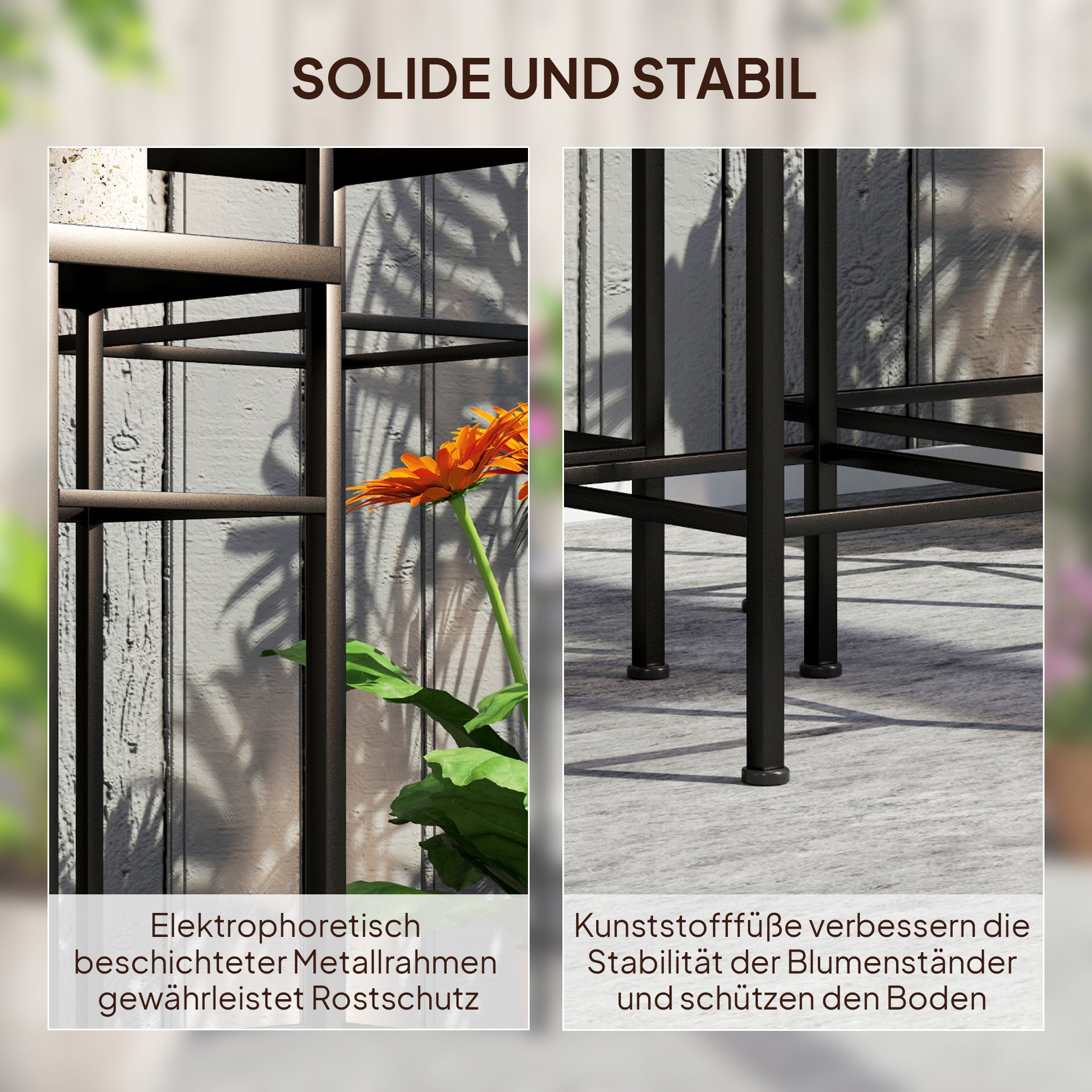 Outsunny 3er-Set Pflanzenständer, 3 verschieden große Gestelle zum Präsentieren von Blumen und anderen Gegenständen, Blau+Weiß