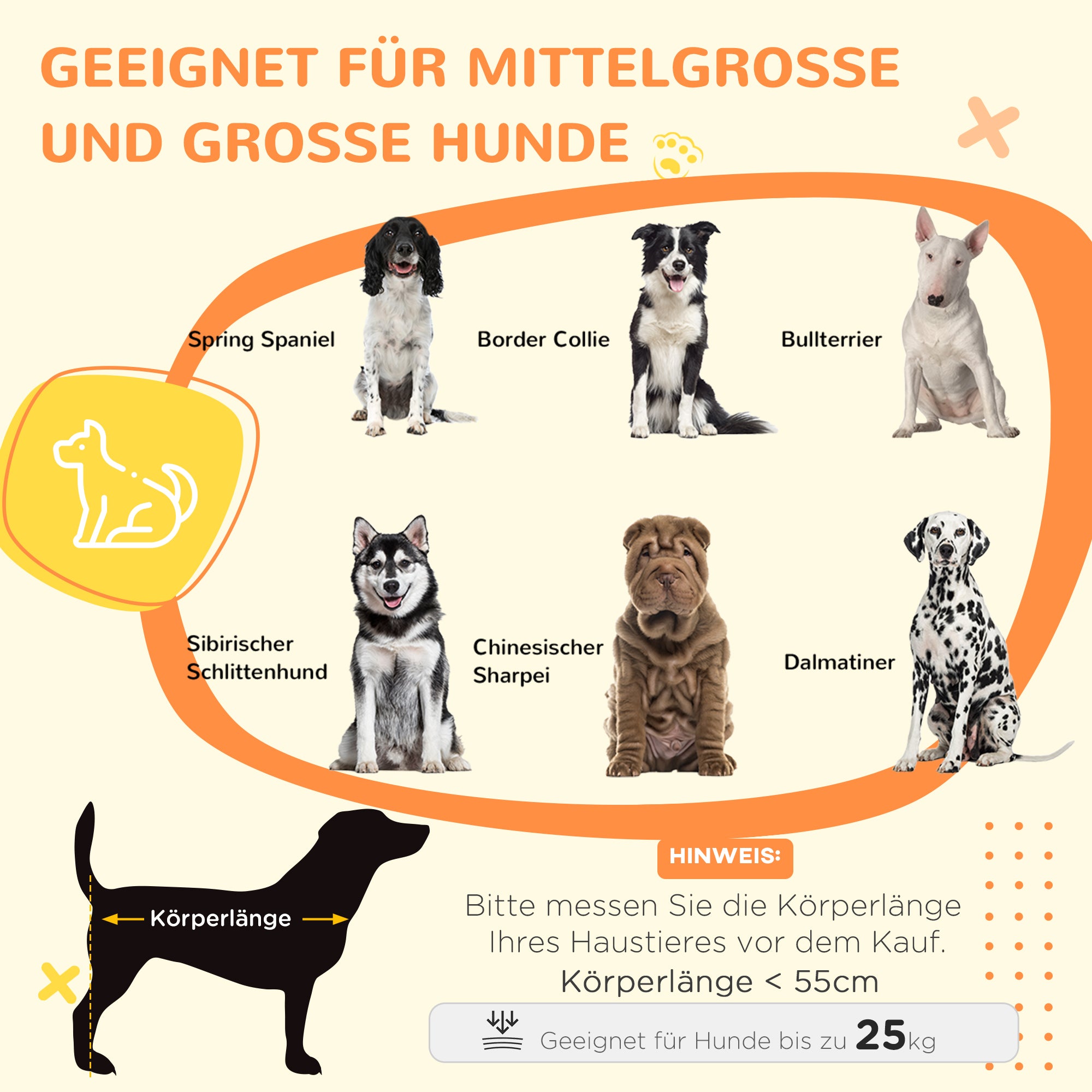 PawHut Hundekäfig, waschbares Kissen, Hundebox, 2 Verriegelungen, 90 cm x 58 cm x 65 cm, Natur + Schwarz + Weiß