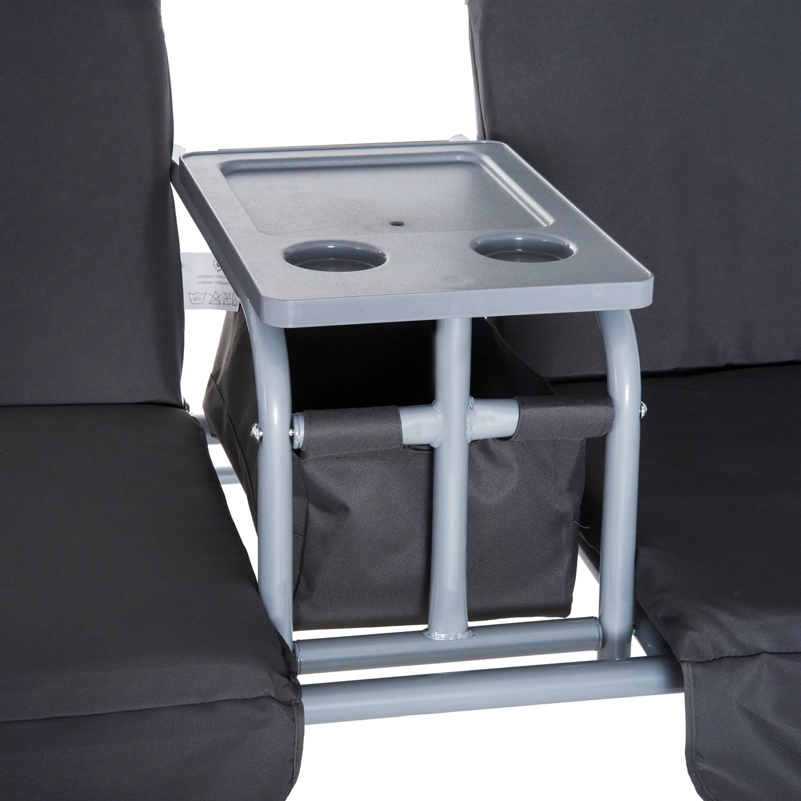 Outsunny Hollywoodschaukel 2-Sitzer mit Sonnendach Becherhalter