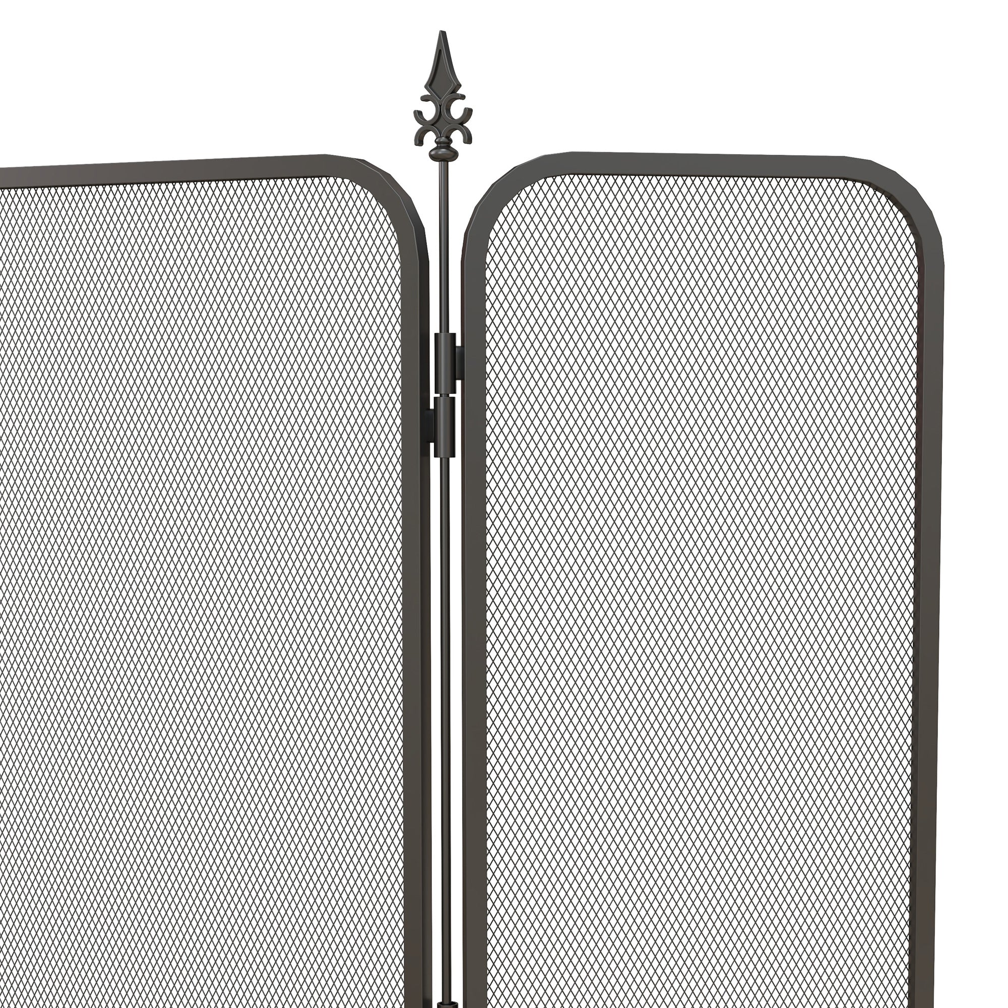 HOMCOM Funkenschutz für Kamine, klappbar, Metall, 96 x 1,3 x 56 cm, Schwarz