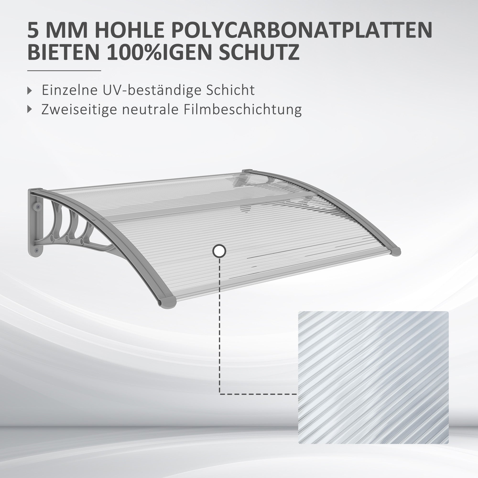 Outsunny Vordach, Haustürvordach, Überdachung für Eingänge und Fenster, 100L x 75B x 23H cm, Silber