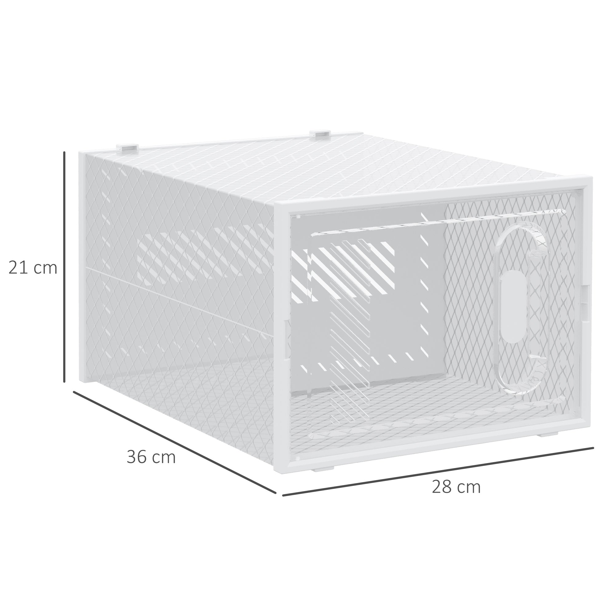 HOMCOM 18-teiliges Schuhregal, stapelbare Schuhboxen für Schuhe bis Größe 45, magnetische Türen, Kunststoff, 28 x 36 x 21 cm