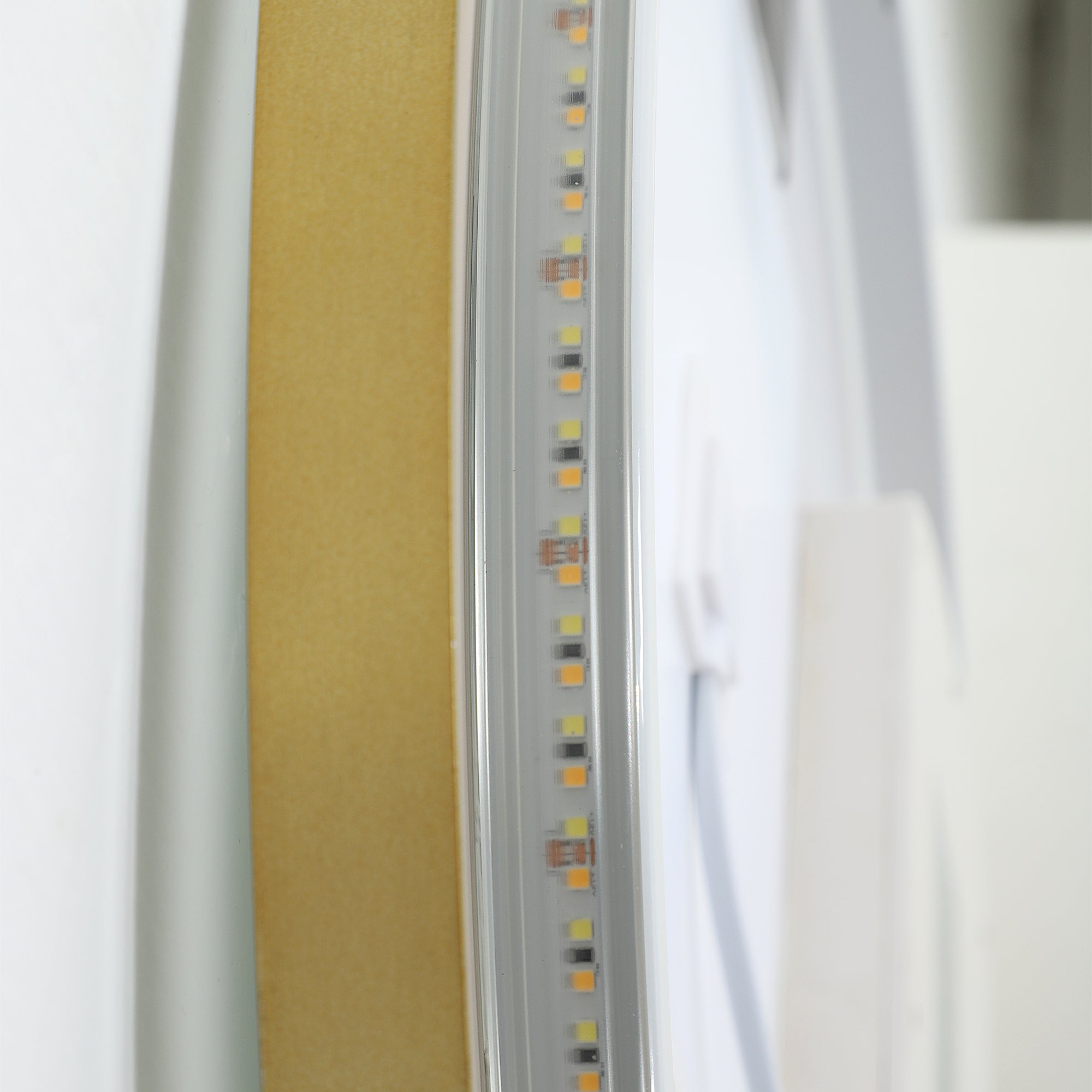HOMCOM Runder Badezimmerspiegel mit LED-Lichtern, Badspiegel mit Anti-Beschlag-Funktion, Touch-Bedienung, Display