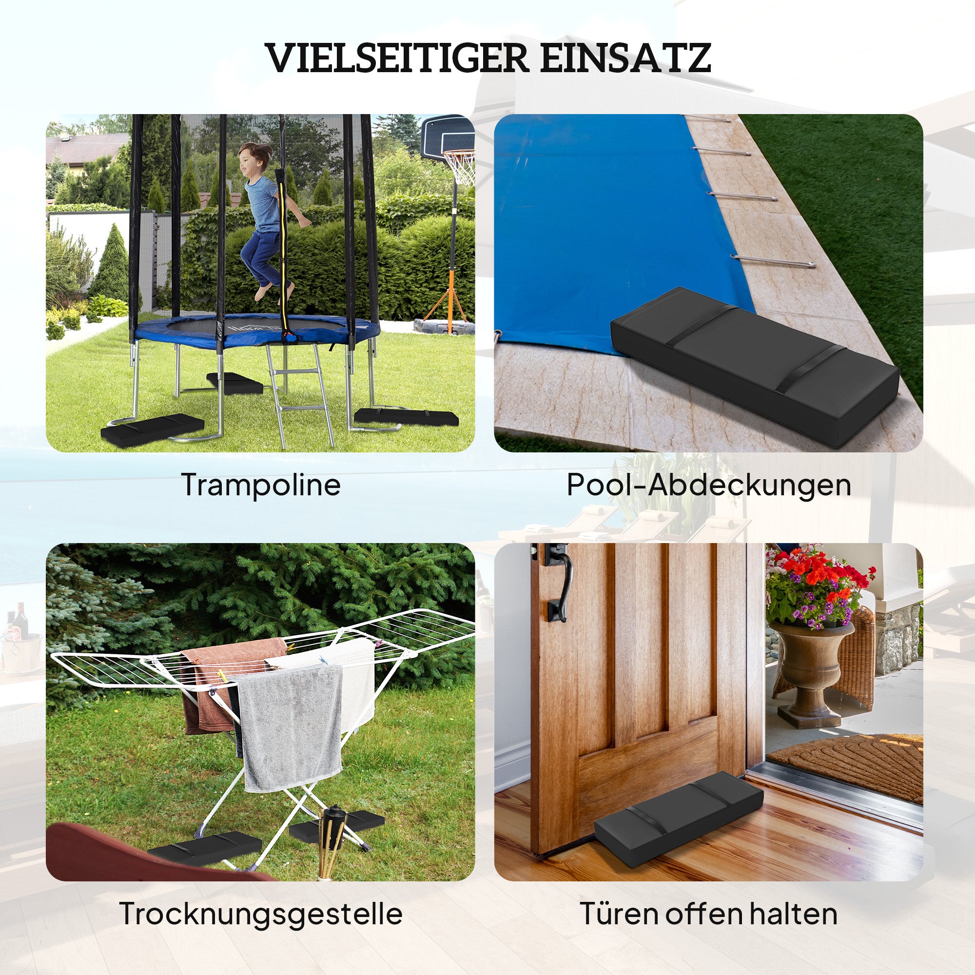Outsunny 2er Set Sandsäcke für Sonnenschirm auffüllbare bis 25 kg Sandsack für Schirmständer 600D Oxford Schwarz