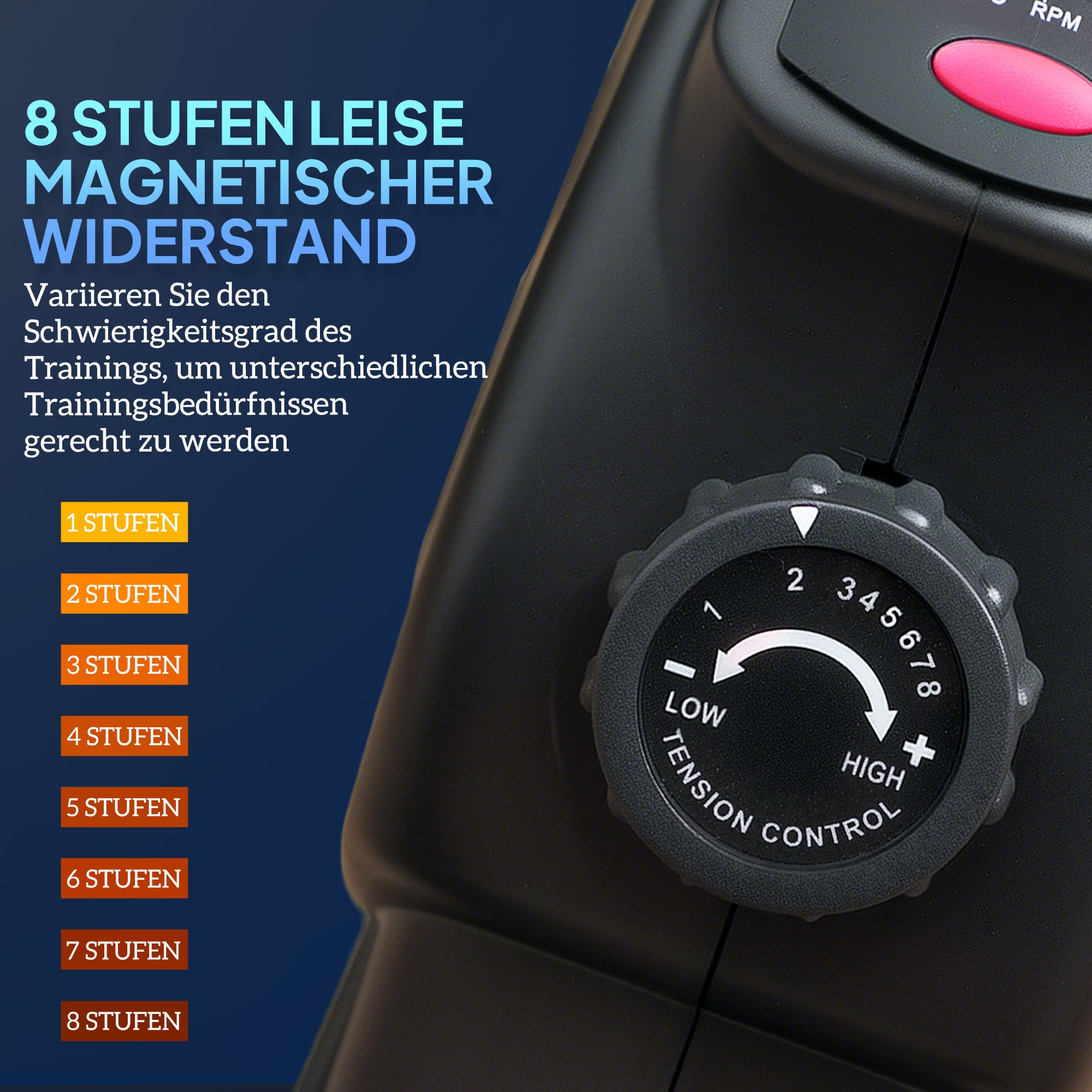 SPORTNOW Mini-Trainingsrad, Fußpedaltrainer, Trainingsgerät mit 8 Widerstandsstufen, LCD-Display, Metall, Kunststoff, Schwarz