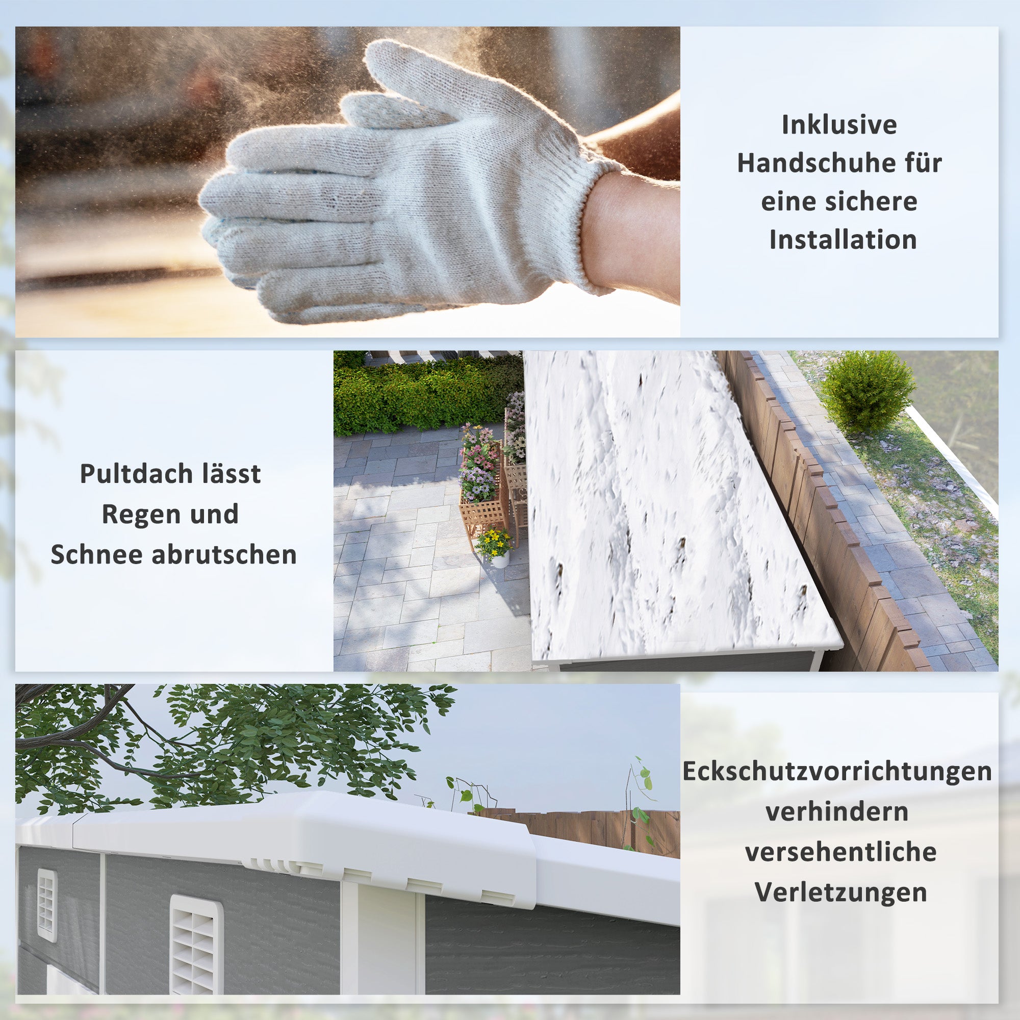 Outsunny 2,4 x 1,3 m Gartenschuppen, Kunststoff-Gartenhaus mit Boden, Fenster, verschließbare Türen, für Garten, Terrasse, Grau