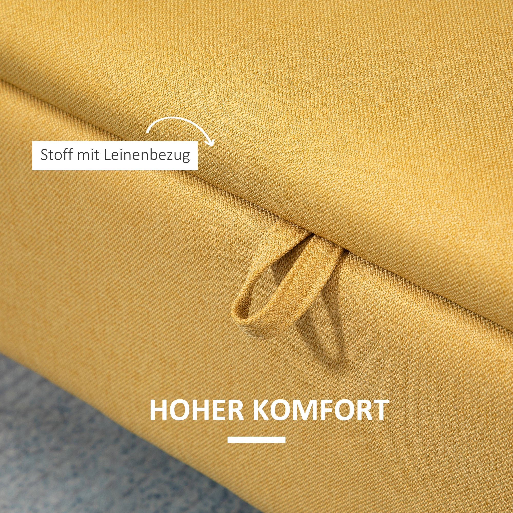 HOMCOM Sitzbank, Sitztruhe, Polsterbank, Leinenoptik, bis 150kg, 101x38,5x44,5 cm, Gelb