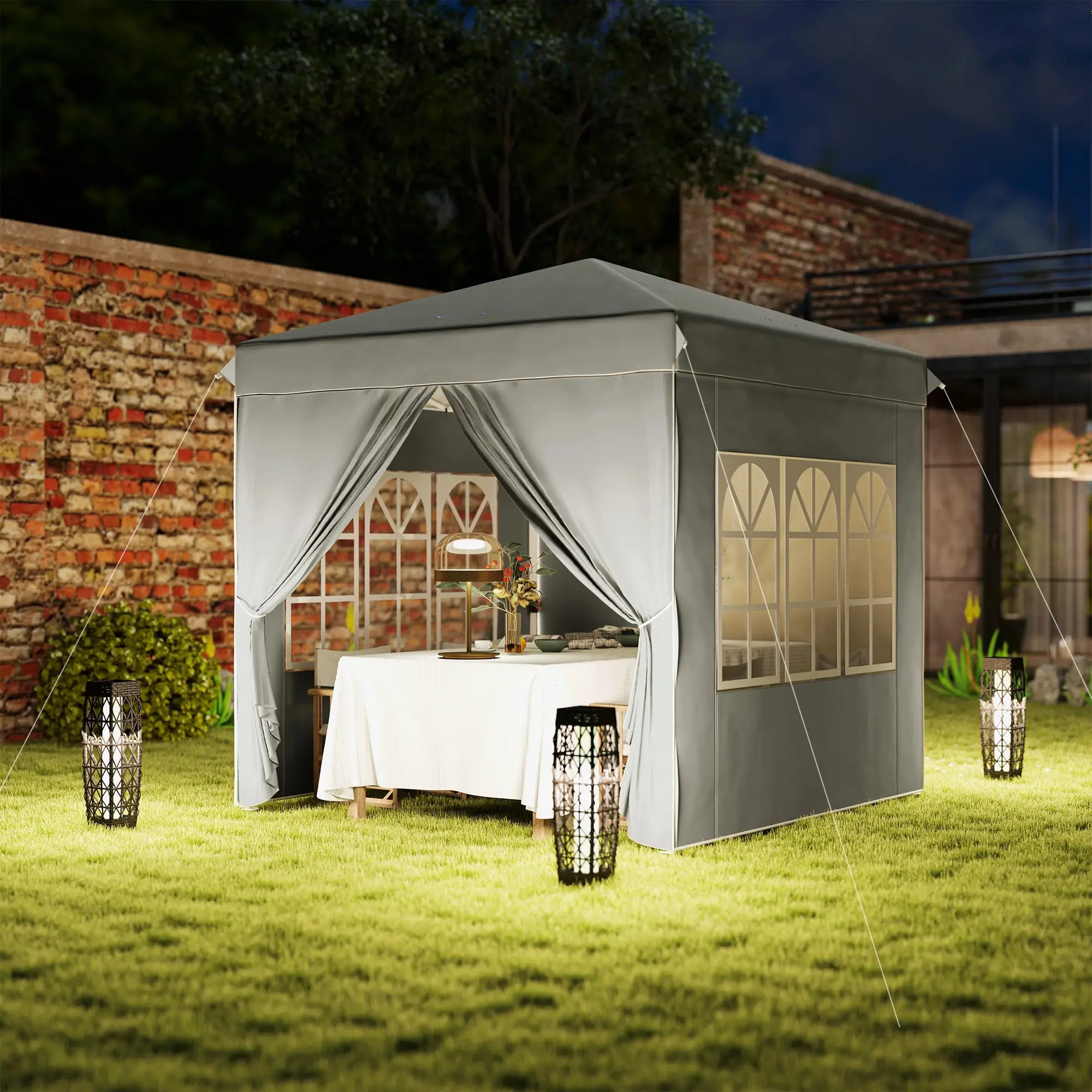 Outsunny Faltpavillon 2,5×2,5?m mit UV-Schutz & Seitenteilen