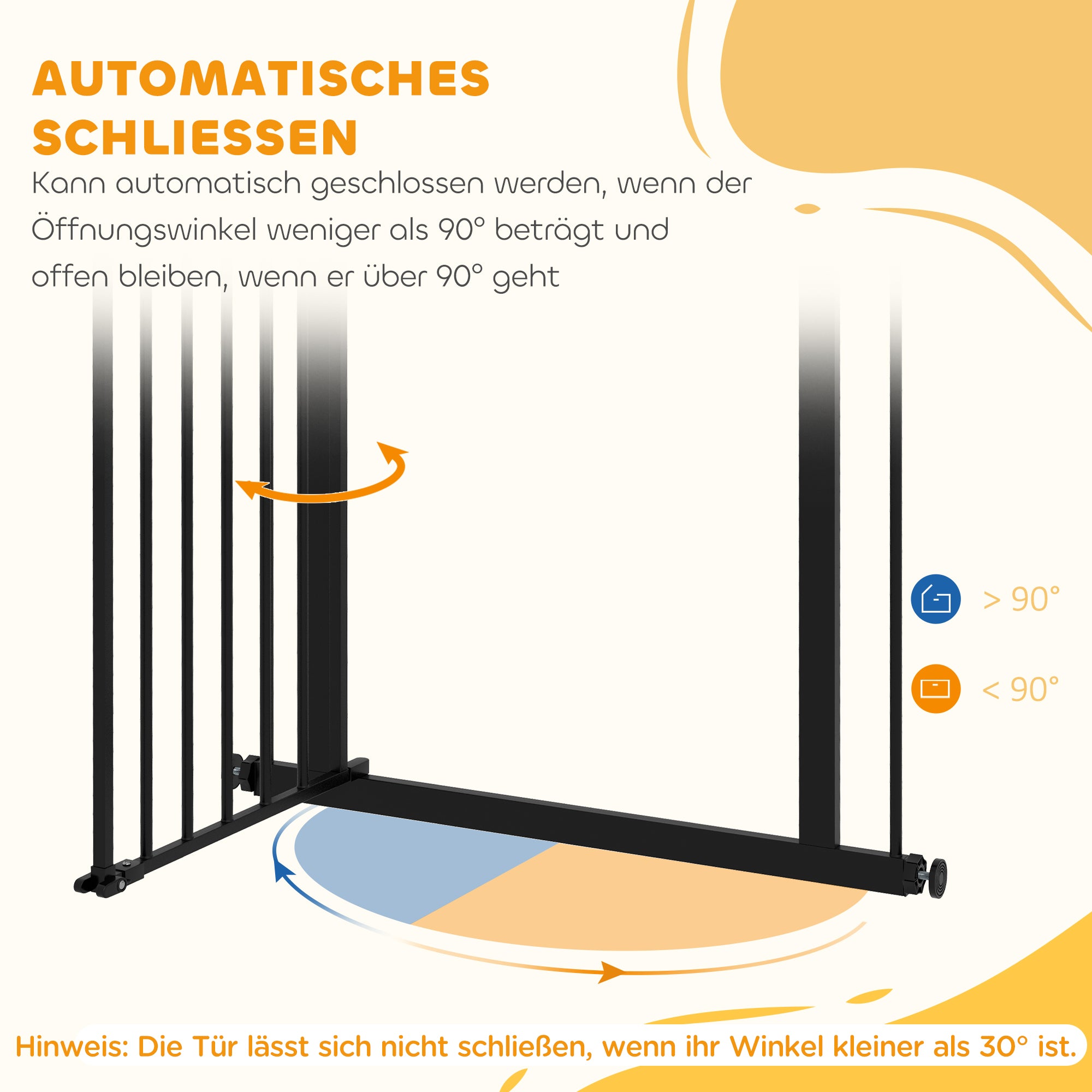 PawHut Türschutzgitter für Hunde, Absperrgitter, Schutzgitter für Haustiere, Metall, Kunststoff, 74-80 cm, Schwarz