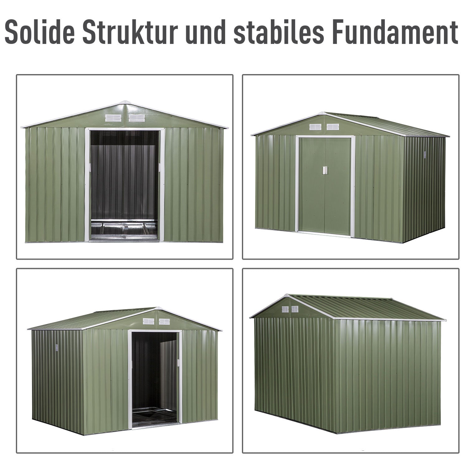 Outsunny Geräteschuppen mit Schiebetüren 2,77 x 1,95 x 1,92cm Metall Hellgrün