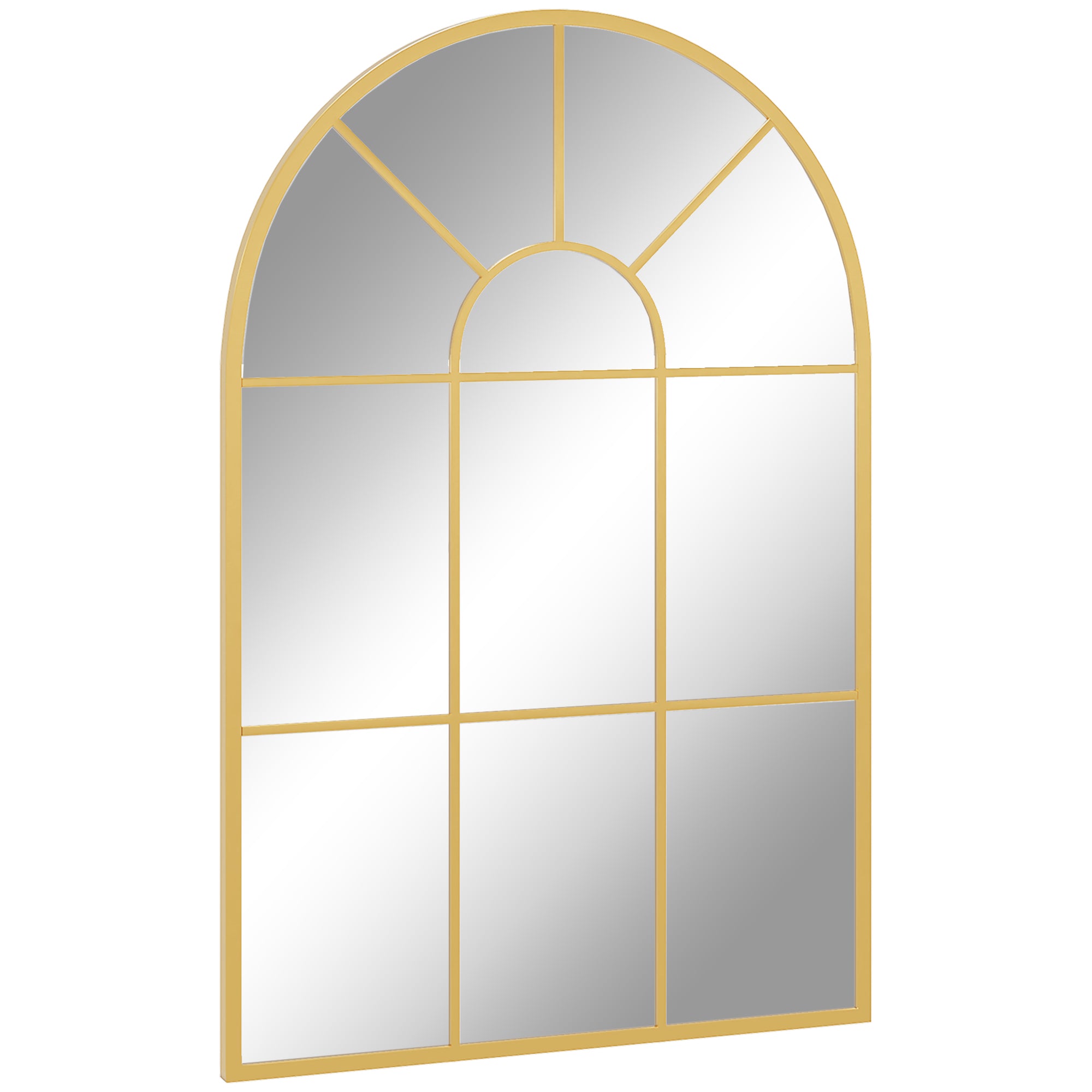 HOMCOM Wandspiegel, Fenster-Design, Flurspiegel, Metallrahmen, 91 x 60 cm, Gold