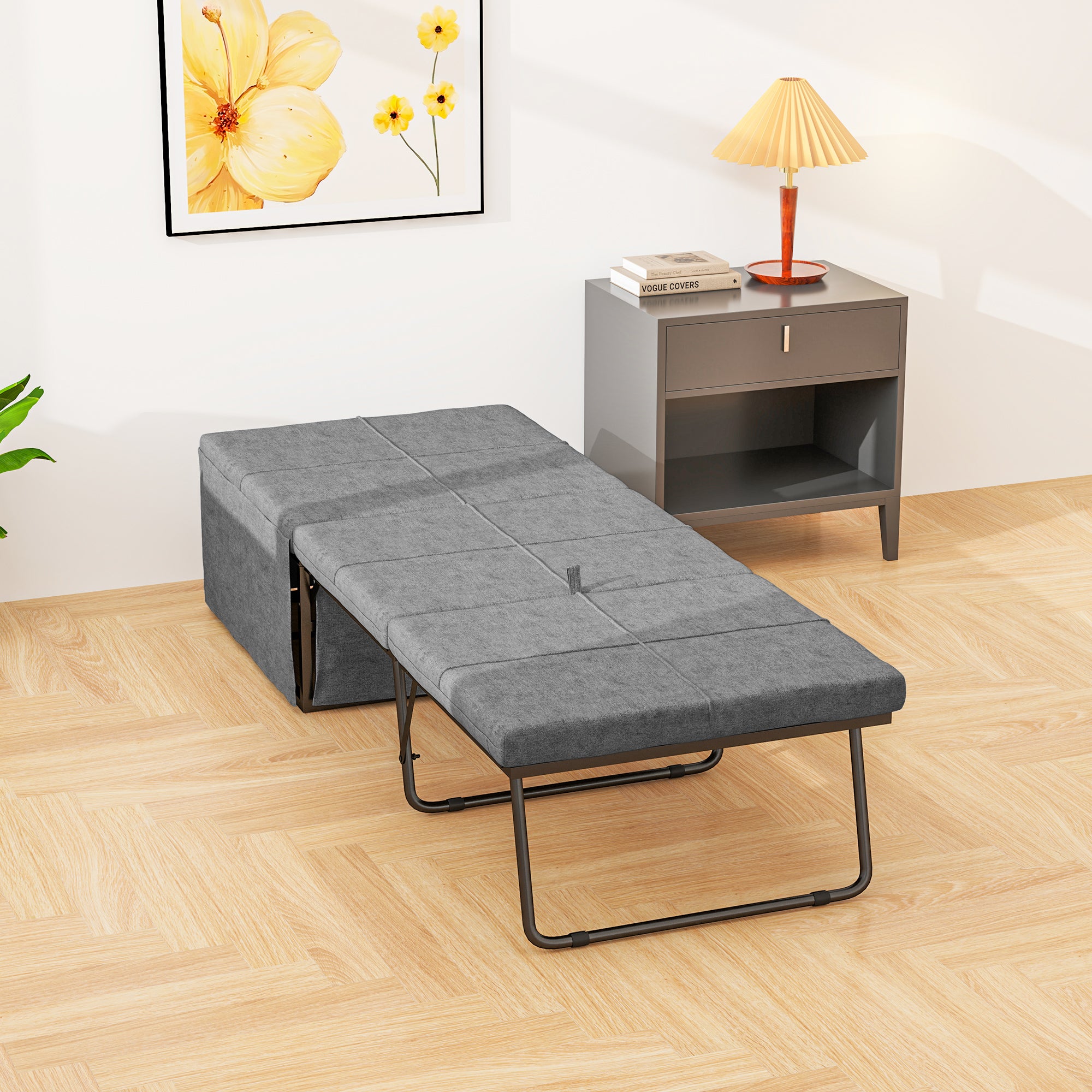 HOMCOM Klappbett, mit Matratze und Schutzabdeckung, 190 x 69 x 38,5 cm, Grau