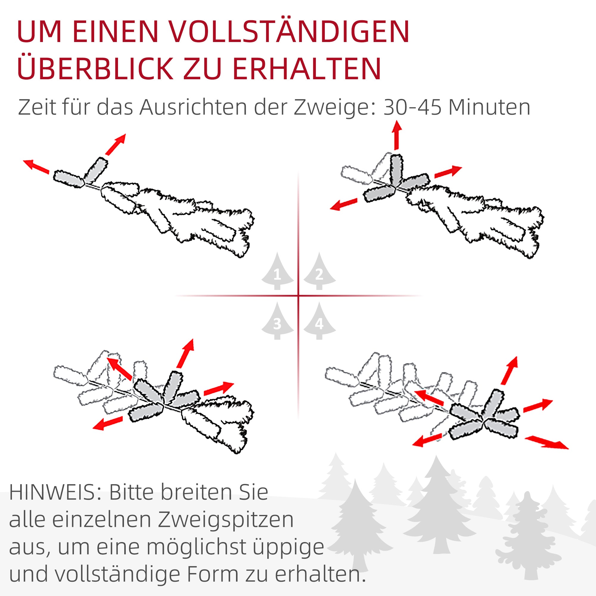 HOMCOM Weihnachtsbaum 180 cm, flammenhemmend, Metallfuß, 467 Spitzen, grün