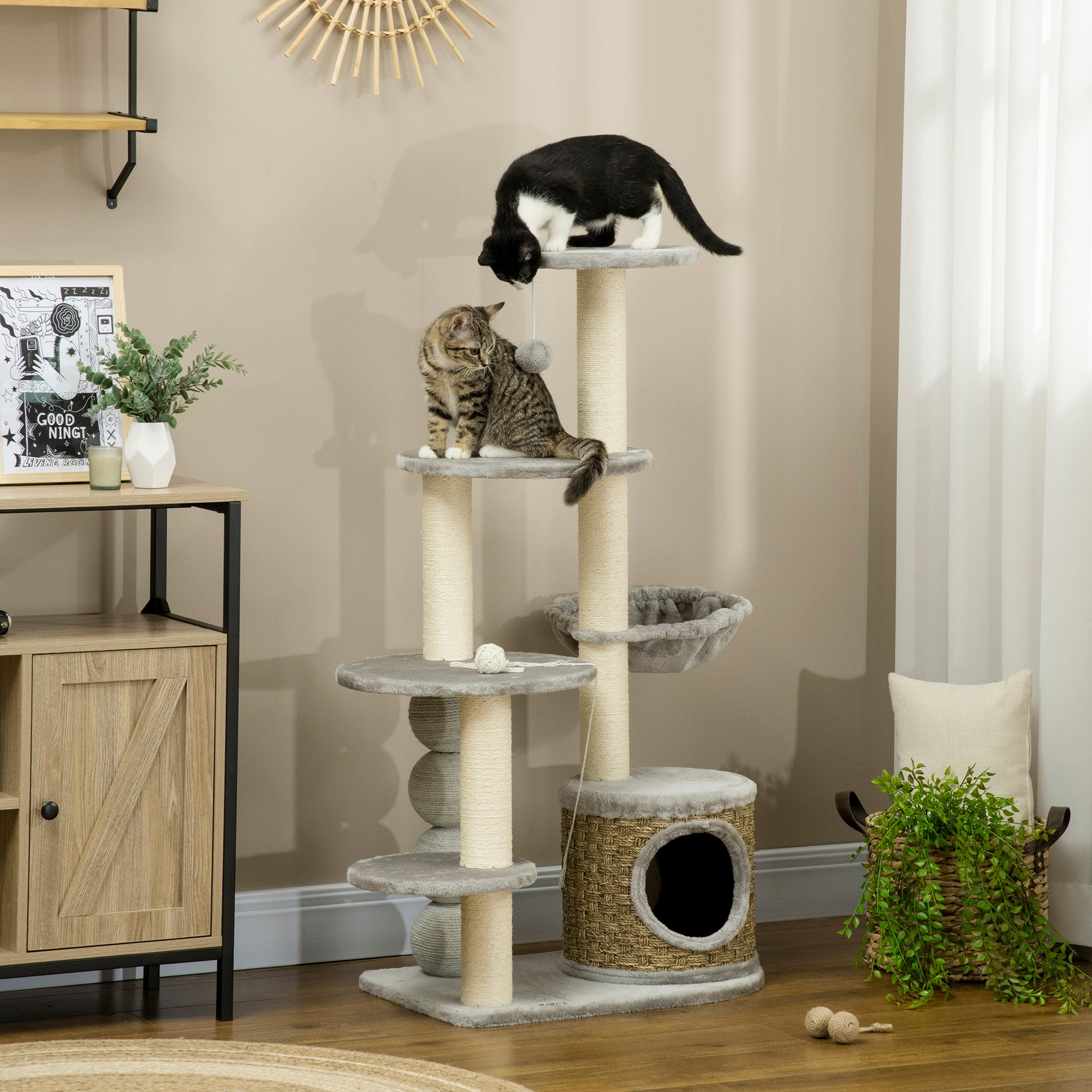 PawHut Kratzbaum Katzenturm mit Hängematte und Spielball