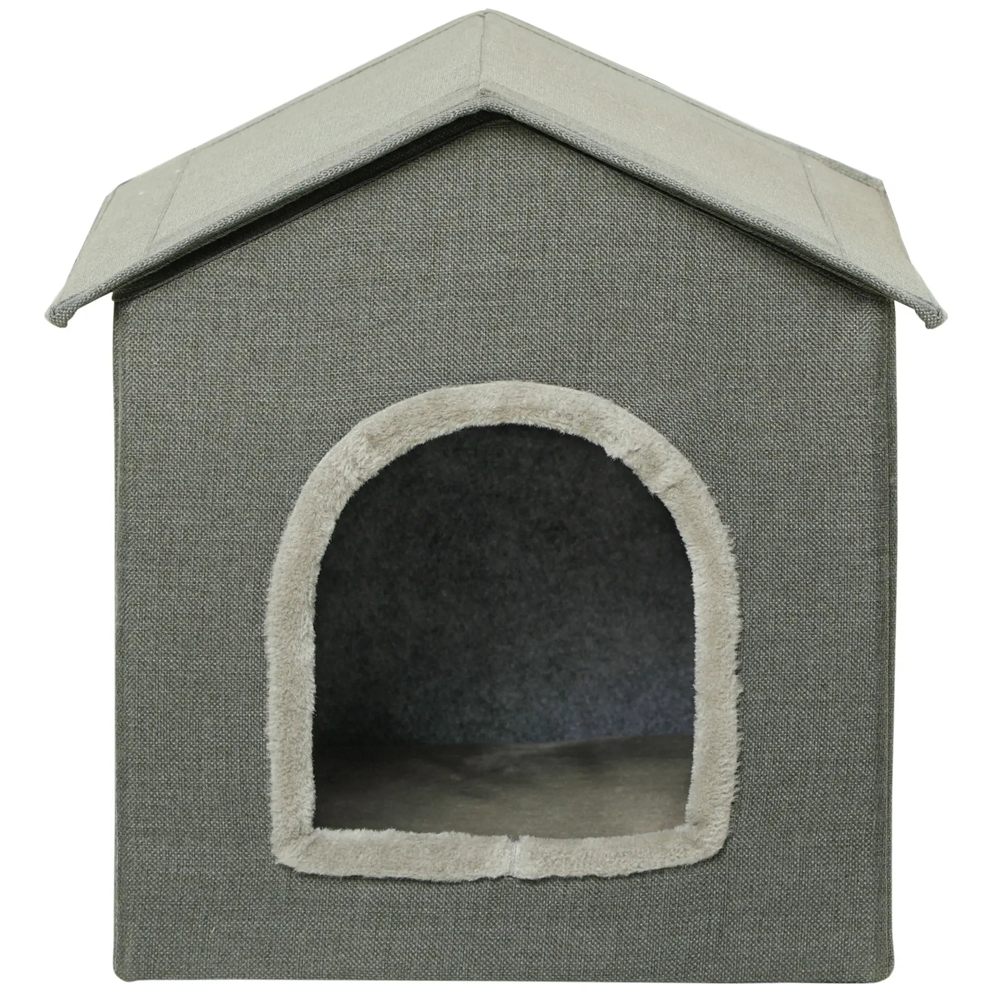 PawHut Katzenhöhle mit Kissen, Katzenbett, Haustier-Reisebett, waschbares Kissen, Khaki/Grün
