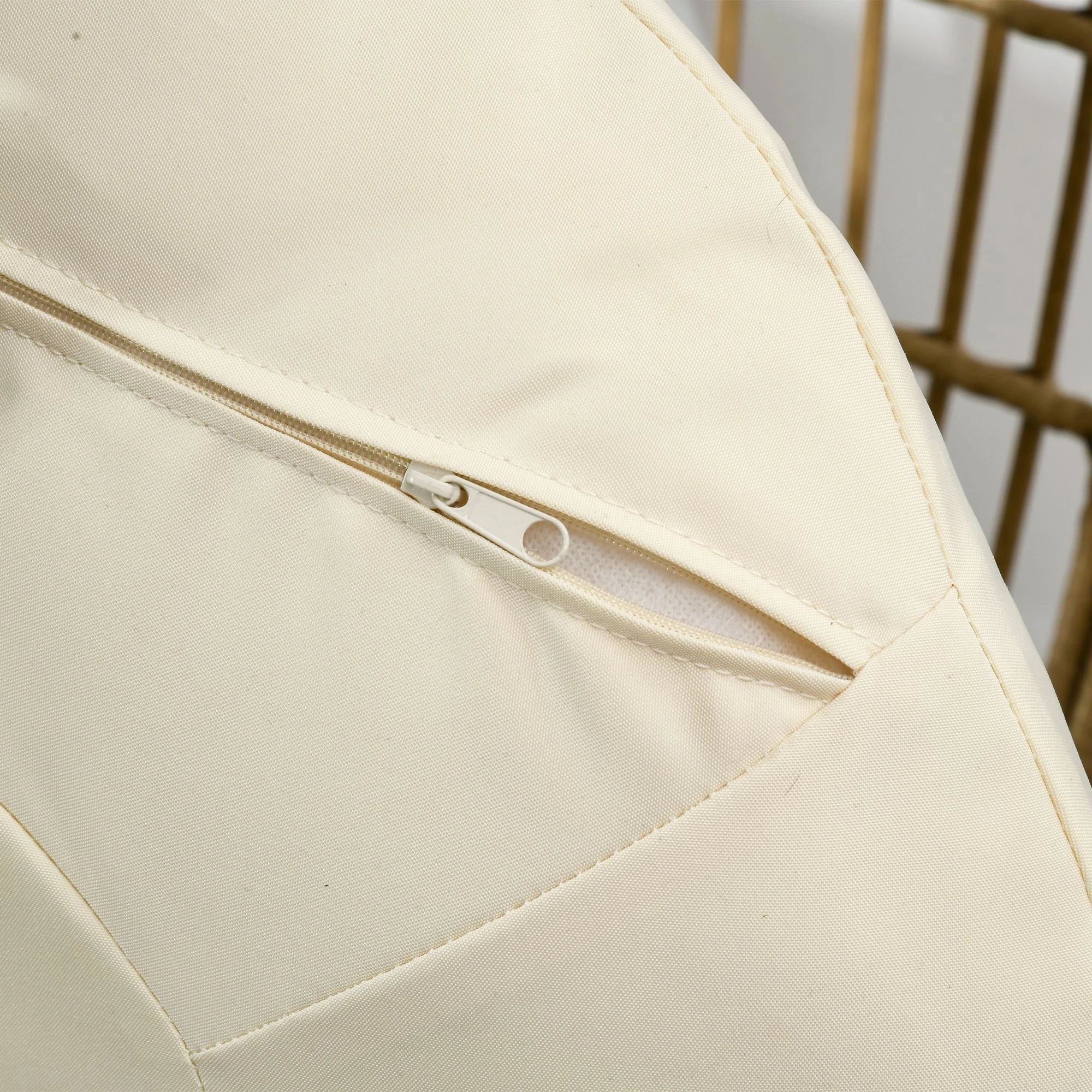 Outsunny Korbstuhl in Rattanoptik, weiche Sitzkissen, Aluminiumrahmen, khaki+beige, 105 x 90 x 148 cm