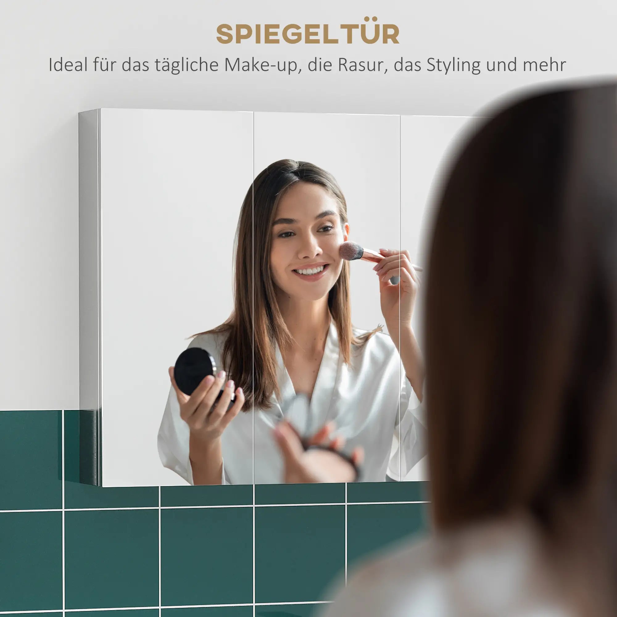 kleankin Spiegelschrank Badezimmerschrank Wandmontage Spiegeltüren Edelstahl