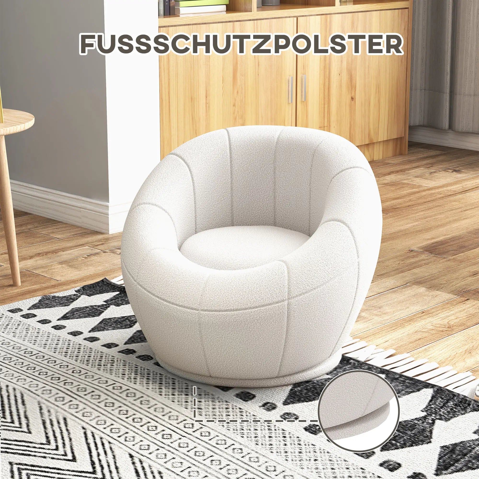 HOMCOM Kindersessel drehbar Teddyfell Relaxsessel Weiß