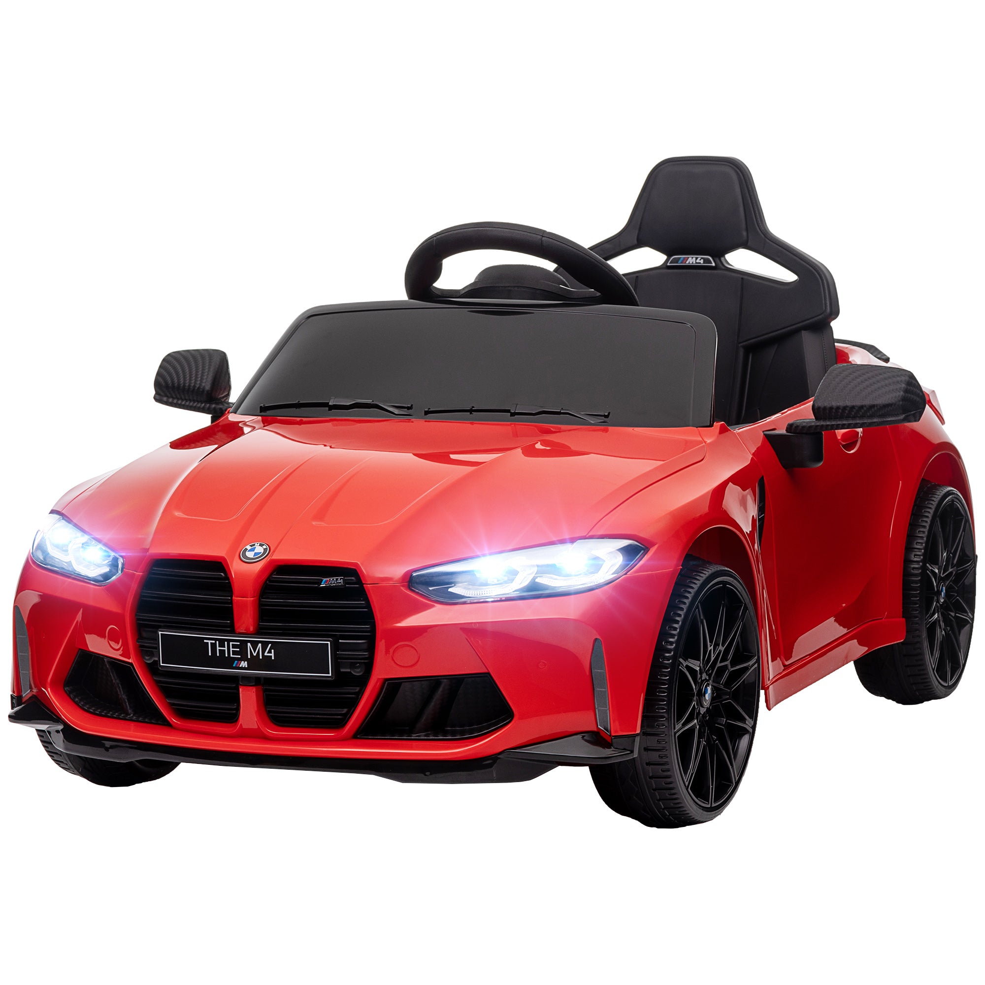 AIYAPLAY Elektro Kinderauto BMW M4, Sound & Licht, 3-5 km/h, inkl. Fernsteuerung, für 3-5 Jahre, Rot