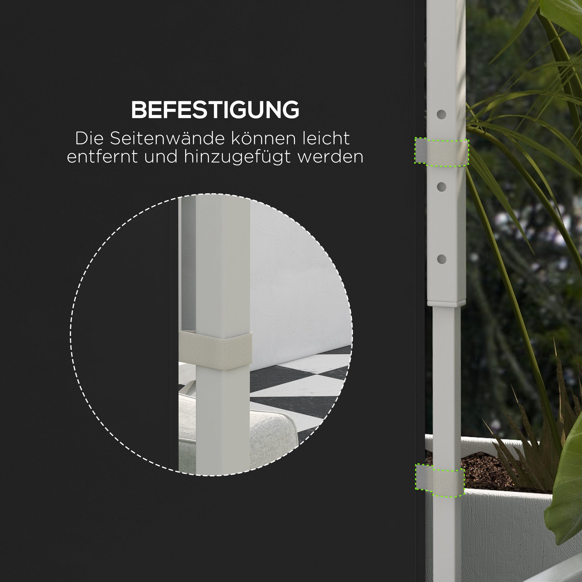 Outsunny Seitenwände für 3 x 3/ 3 x 6 m Pavillon, Seitenplanen mit Fenster, Tür, Ersatzwände für Partyzelt, Oxfordstoff, Schwarz