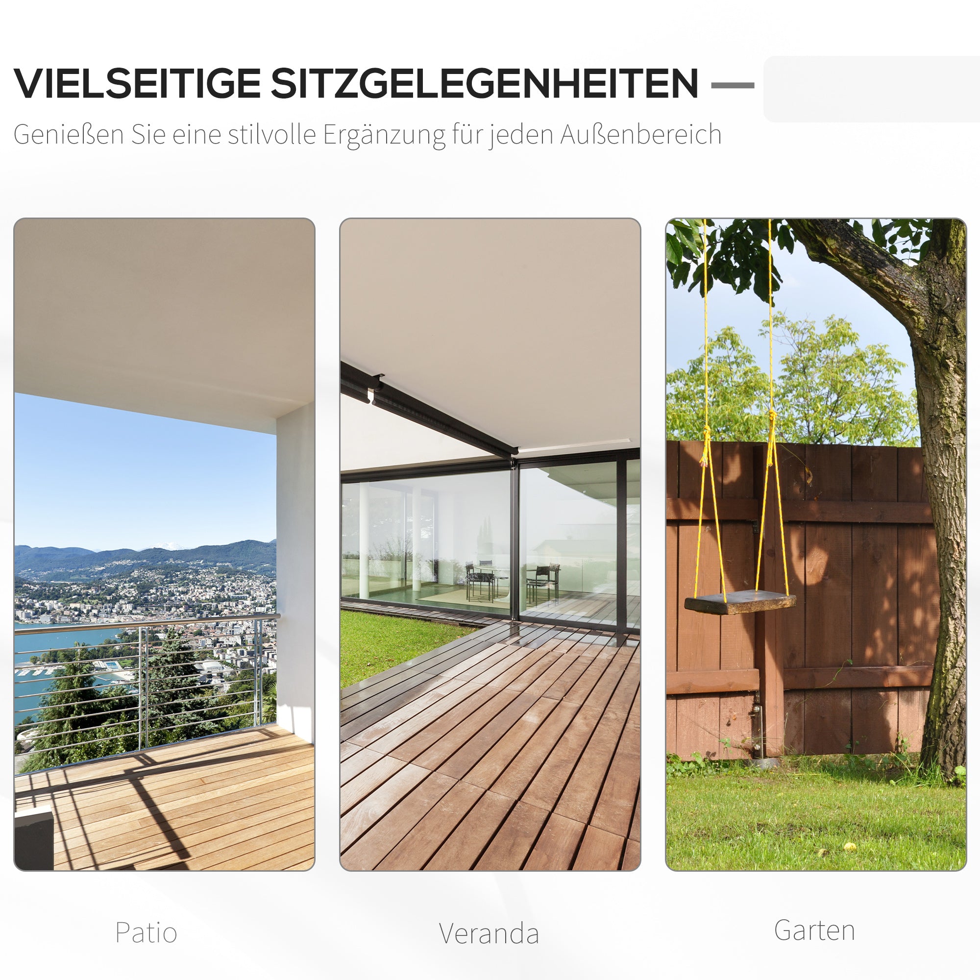 Outsunny Gartenschaukel für 2 Personen Schaukelbank Hängebank Massivholz Patio Terrasse Hinterhof Weiß 117 x 69 x 60 cm